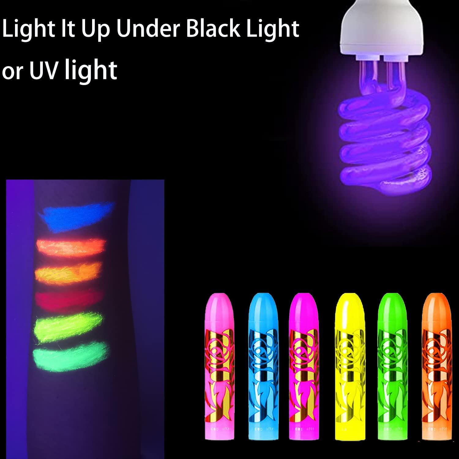 12 PCS Glow Face Body Paint, Glow In The Dark Under UV Black Light Sticks Makeup Neon Face Painting Kits for Adult Halloween Festival Accessory Glow Party Supplies - Image 3