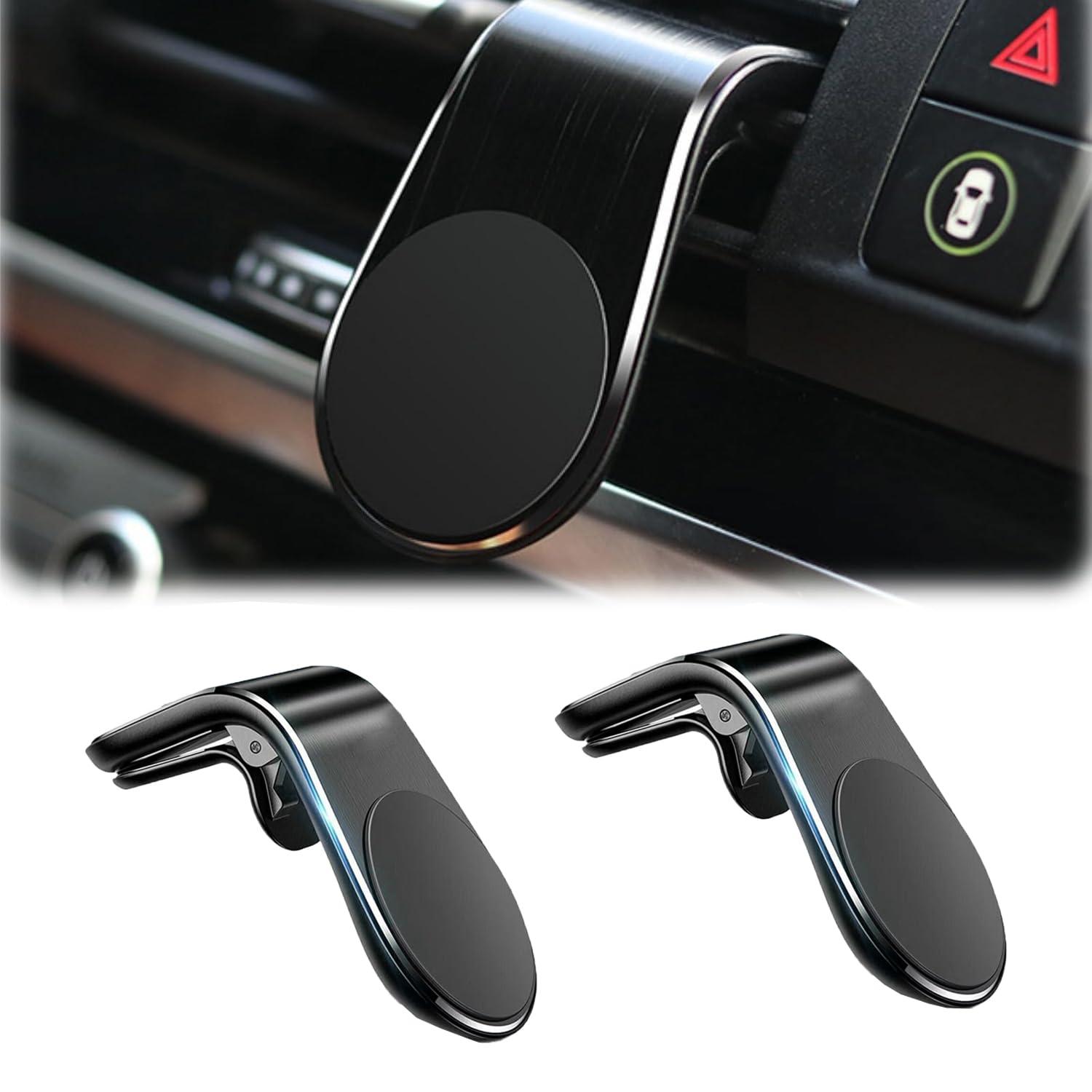 Jefuzh Mobile Phone Navigation Magnetic Bracket,Phone Holders for Your car, L Type 360° Rotatable Car Mount Magnet Universal Car Cell Holder Strong Magnet Mount forAny Smart Phone (2PC Black)