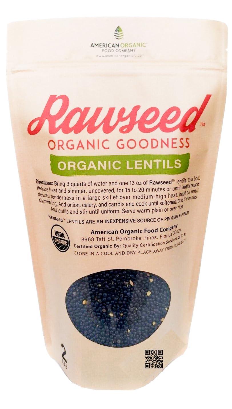 Rawseed Black Lentils Organic Certified 2 lbs,Non Gmo. Grown in Canada/Packaged in USA