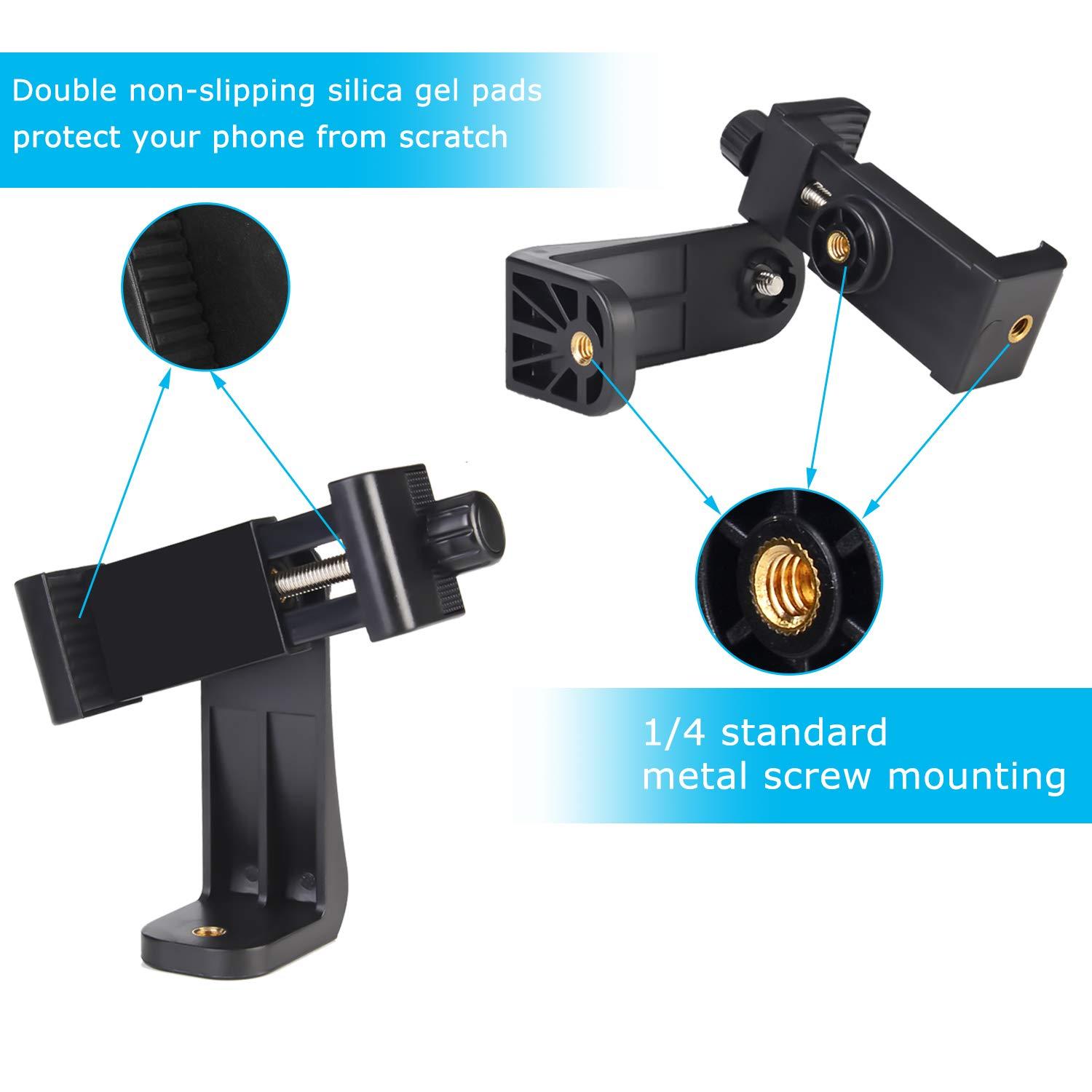 SharingMoment Premium Smartphone Holder/Vertical and Horizontal Tripod Mount Adapter Rotatable Bracket with 1/4 inch Screw/Adjustable Clip for iPhone, Android Cell Phone, Selfie Stick, Camera Stand - Image 5