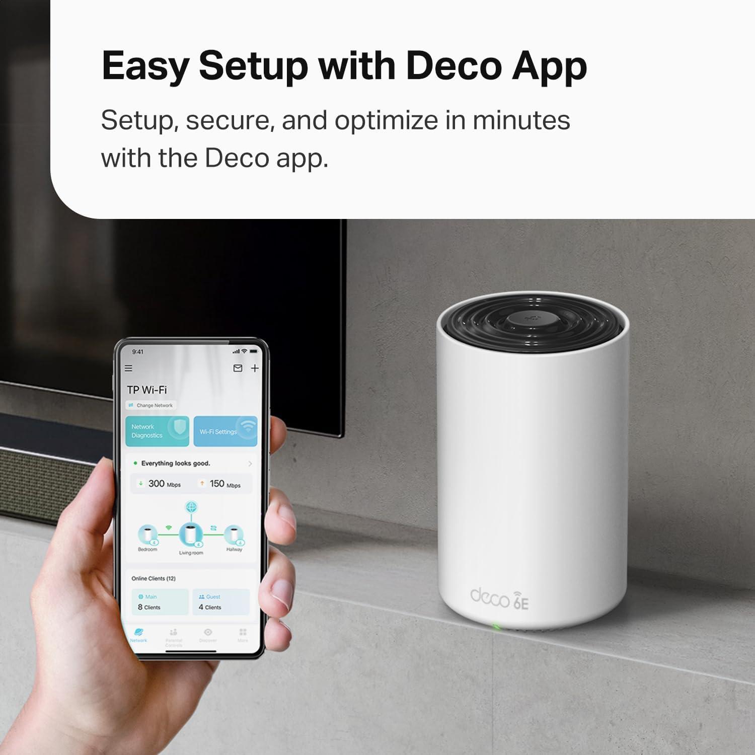 TP-Link Deco AXE4900 Tri-Band WiFi 6E Mesh WiFi System (Deco XE70 Pro) - 2.5G WAN/LAN Ports, 4.9 Gbps Wi-Fi 7,200 Sq. Ft Coverage, Connect up to 200 Devices, New 6 GHz Band, 3-Pack 2024 Release - Image 8