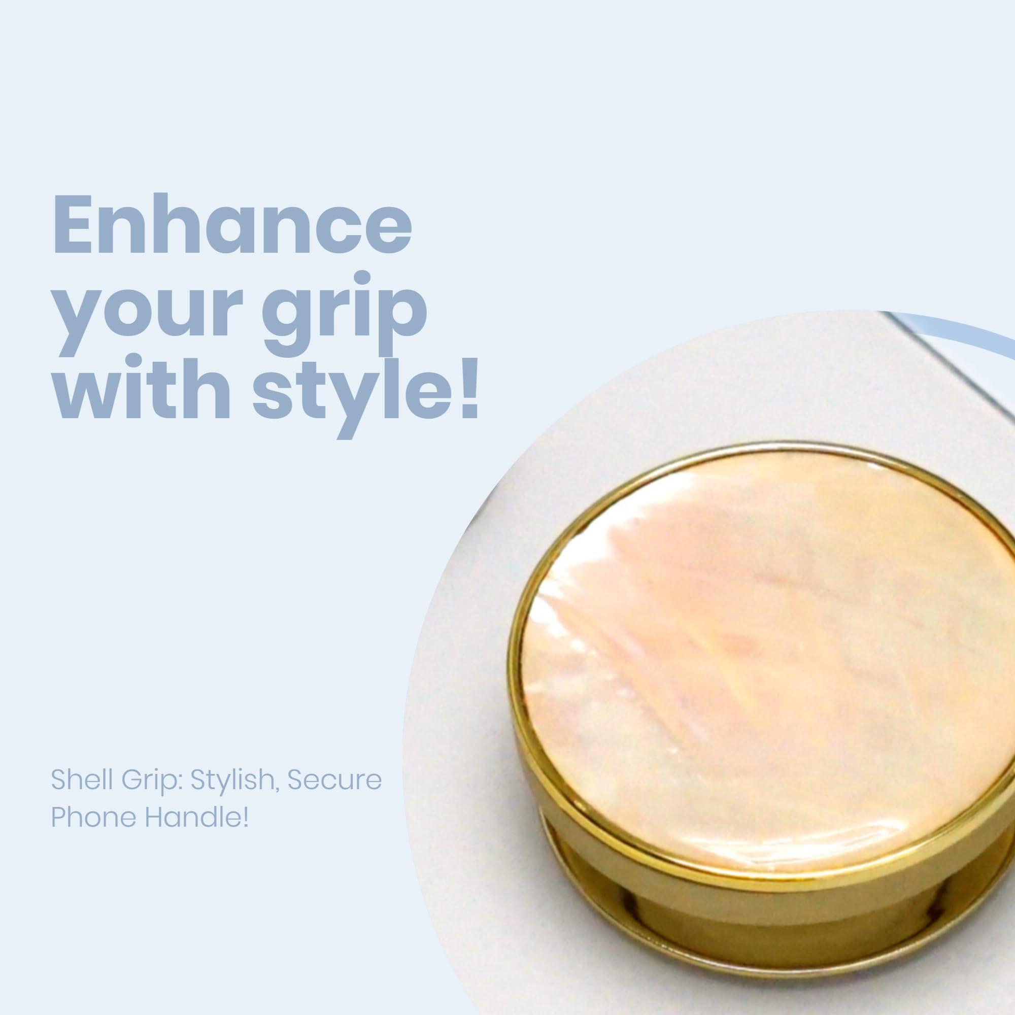 Cute Natural Abalone Shell Round Design Foldable Phone Handle, Phone Accessory for Smartphones or Tablets (Adhesive, Green Abalone Shell) - Image 6
