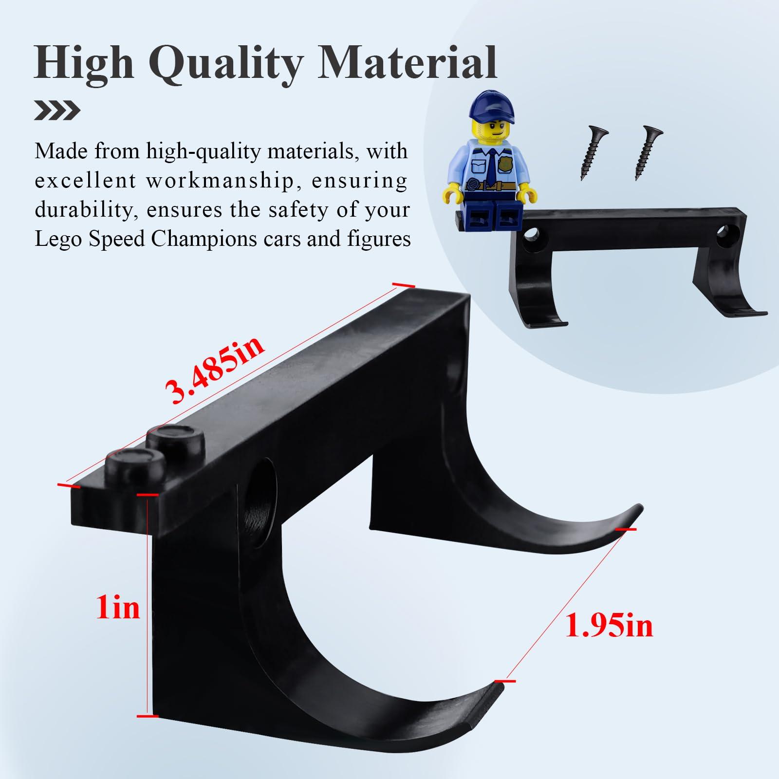 8 Pcs Wall Mount Fit for Any Lego Speed Champions Sets, Wall Bracket for Lego Speed of Champions Brick Cars with a Base for The Pilot/ Figure, Display Collectible Cars by Wheels on Wall, Black - Image 2