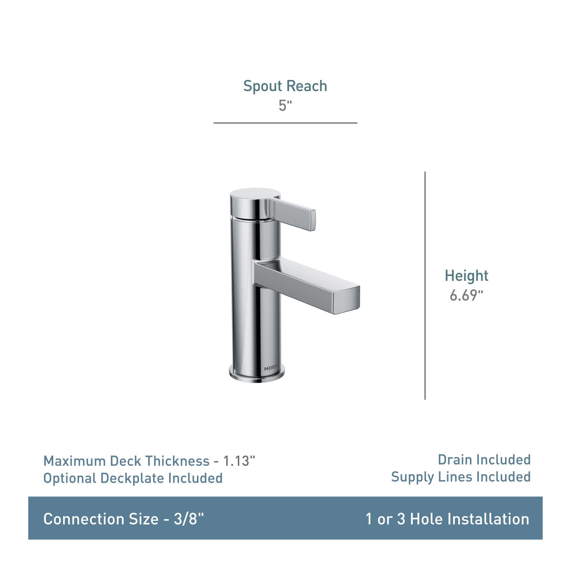 Moen Beric Spot Resist Nickel Modern One-Handle Single Hole Bathroom Faucet with Drain Assembly and Optional Deckplate for Your Bath Sink, 84774SRN - Image 3