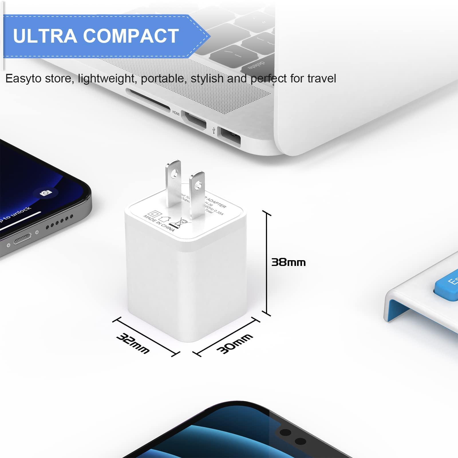 6Pack USB Wall Charger, iGENJUN 2.4A Phone Charger Dual USB Port Cube Power Plug Adapter Fast Wall Chargers Block Compatible with iPhone 16/16 Pro/15/15 Pro, Samsung Galaxy, Pixel, LG, Android-White - Image 8