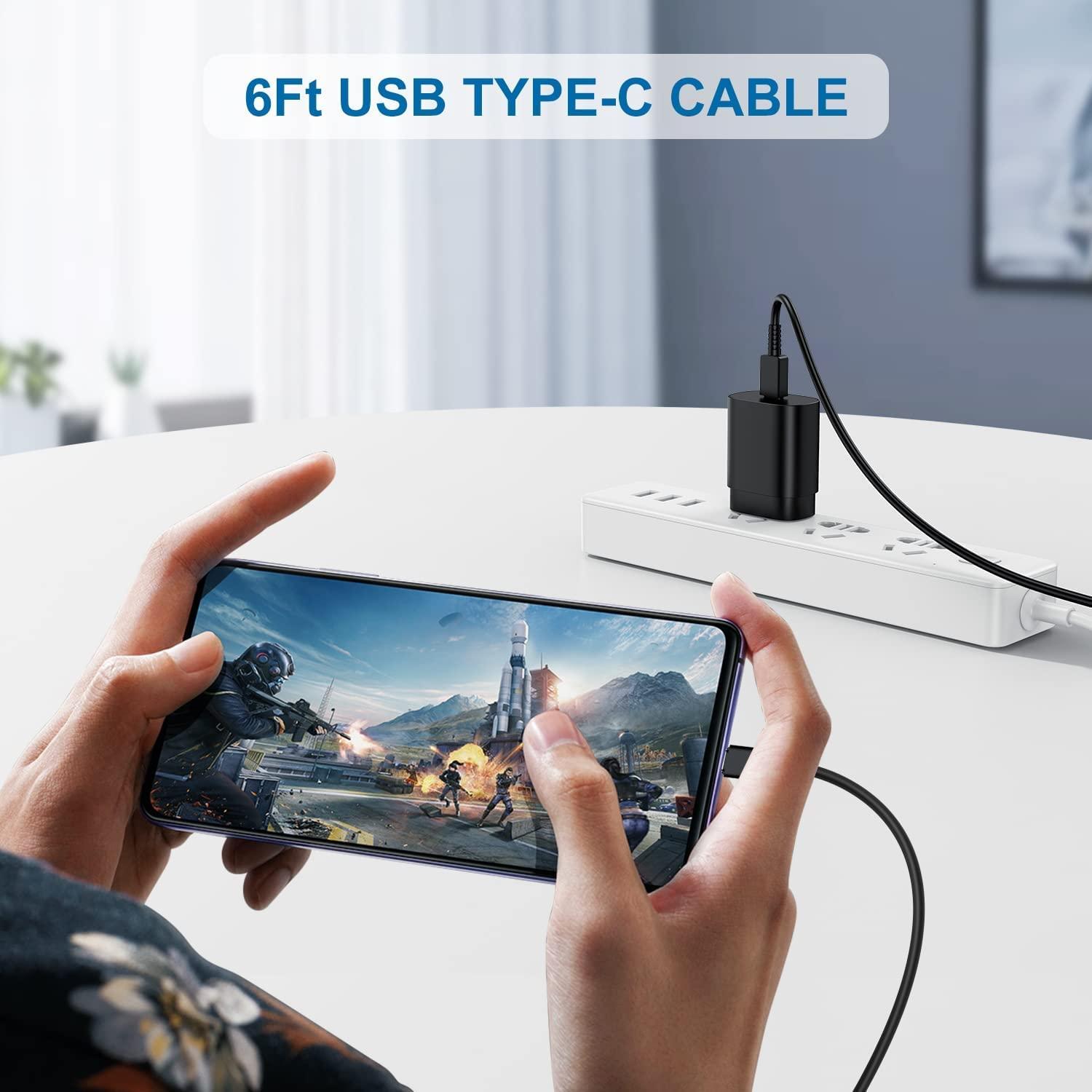 Type C Charger, 2Pack 25W PD USBC Wall Charger Super Fast Charging Block & 6ft Android Phone Cable Cord for Samsung Galaxy S25 Ultra/S25+/S25 S24 S23 S22 S21 S20 (Plus Ultra)/Note 20 10 9 8/ S10 S9 S8 - Image 7