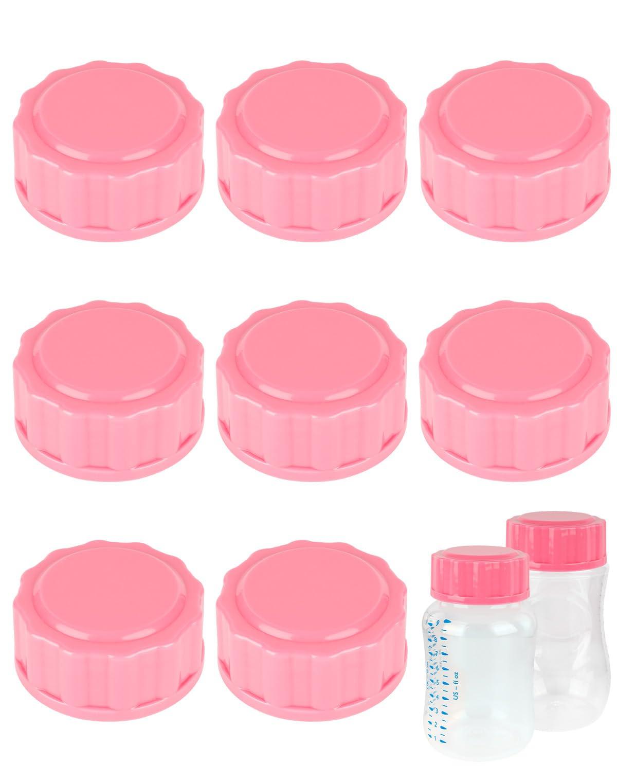 Travel and Storage Bottle Caps Compatible with Avent Baby Bottles, Bottle Lids Replacement, 8 Count, Pink