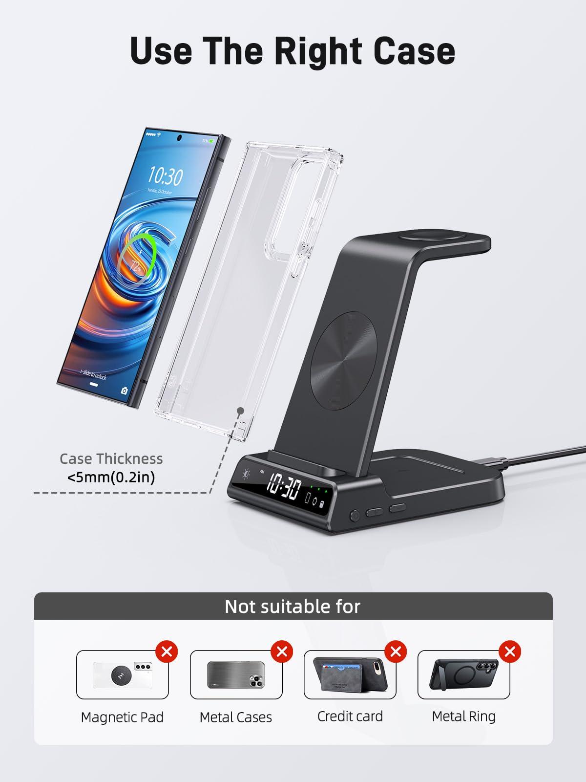 Wireless Charger for Samsung Charging Station, 3 in 1 Android Phone Wireless Charger for Samsung Galaxy S25 Ultra/S24 Ultra/S23/Z Flip 6/Fold 6/Buds, Charger for Galaxy Watch Ultra/7/6/5/4/3 (Black) - Image 6
