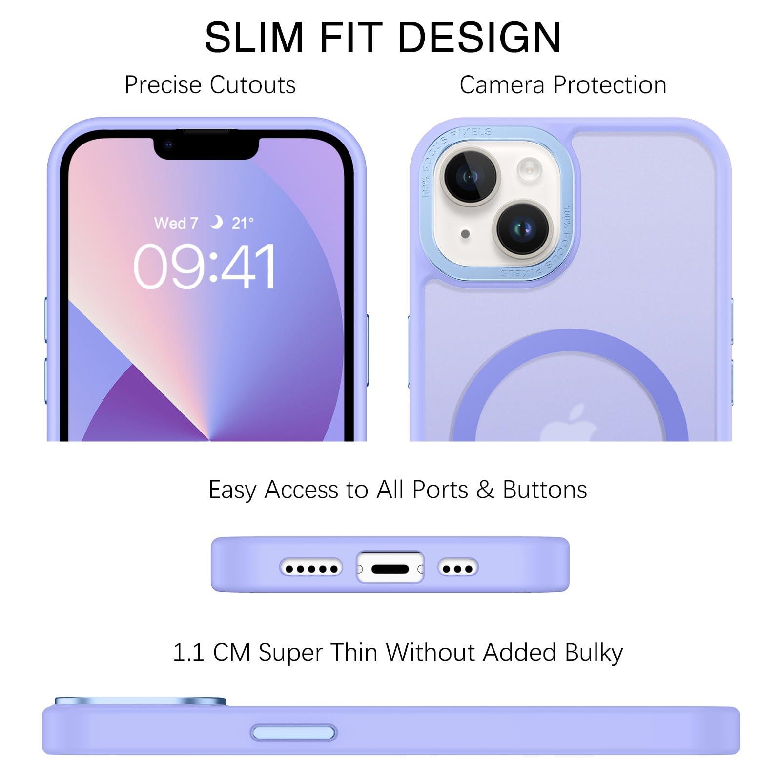 BENTOBEN Magnetic for iPhone 13 Case & iPhone 14 Case [Compatible with Magsafe] Translucent Matte Phone Case iPhone 13/14 Slim Shockproof Women Men Protective Cover for iPhone 13/14 6.1", Lavender - Image 8