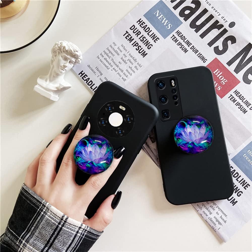 WUYULB Expandible Collapsible Mobile Phone Grip Cell Phone Stand Holder for Smartphones Cellphone Accessory（Clear Glitter Purple Lotus Flower Design） - Image 2