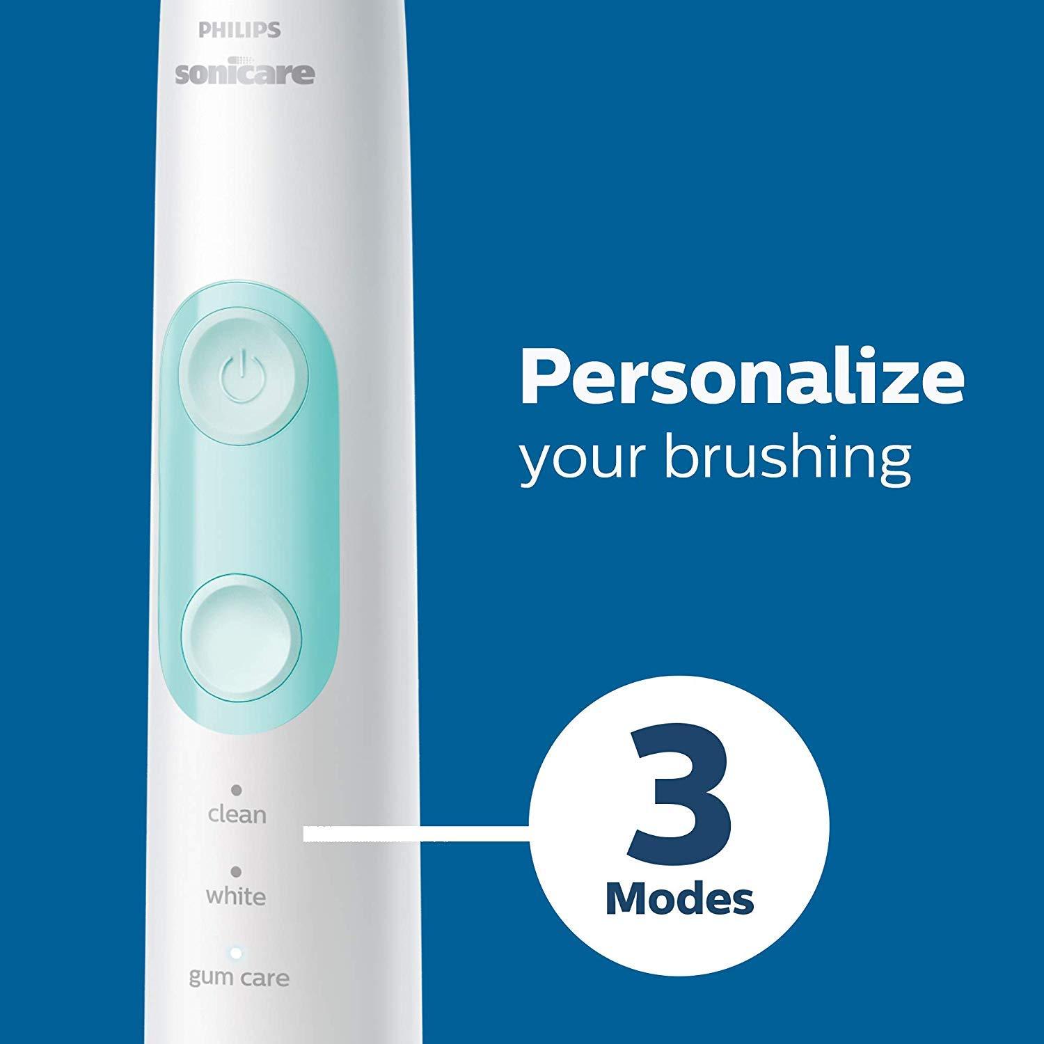 Philips Sonicare ProtectiveClean 5300 Rechargeable Electric Toothbrush, with Pressure Sensor, 3 Cleaning Modes, SmarTimer and QuadPacer, with 2 Bonus Brush Heads, Travel Case, Black, Model HX6423/34 - Image 6