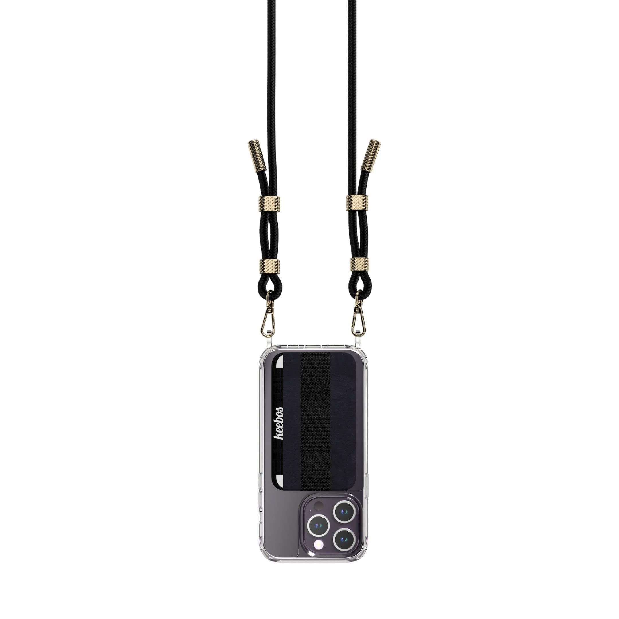 Keebos - Crossbody iPhone Case with Card Wallet and Detachable Strap Design - (Clear Case, Black Strap) Size iPhone 16 Pro - Image 3