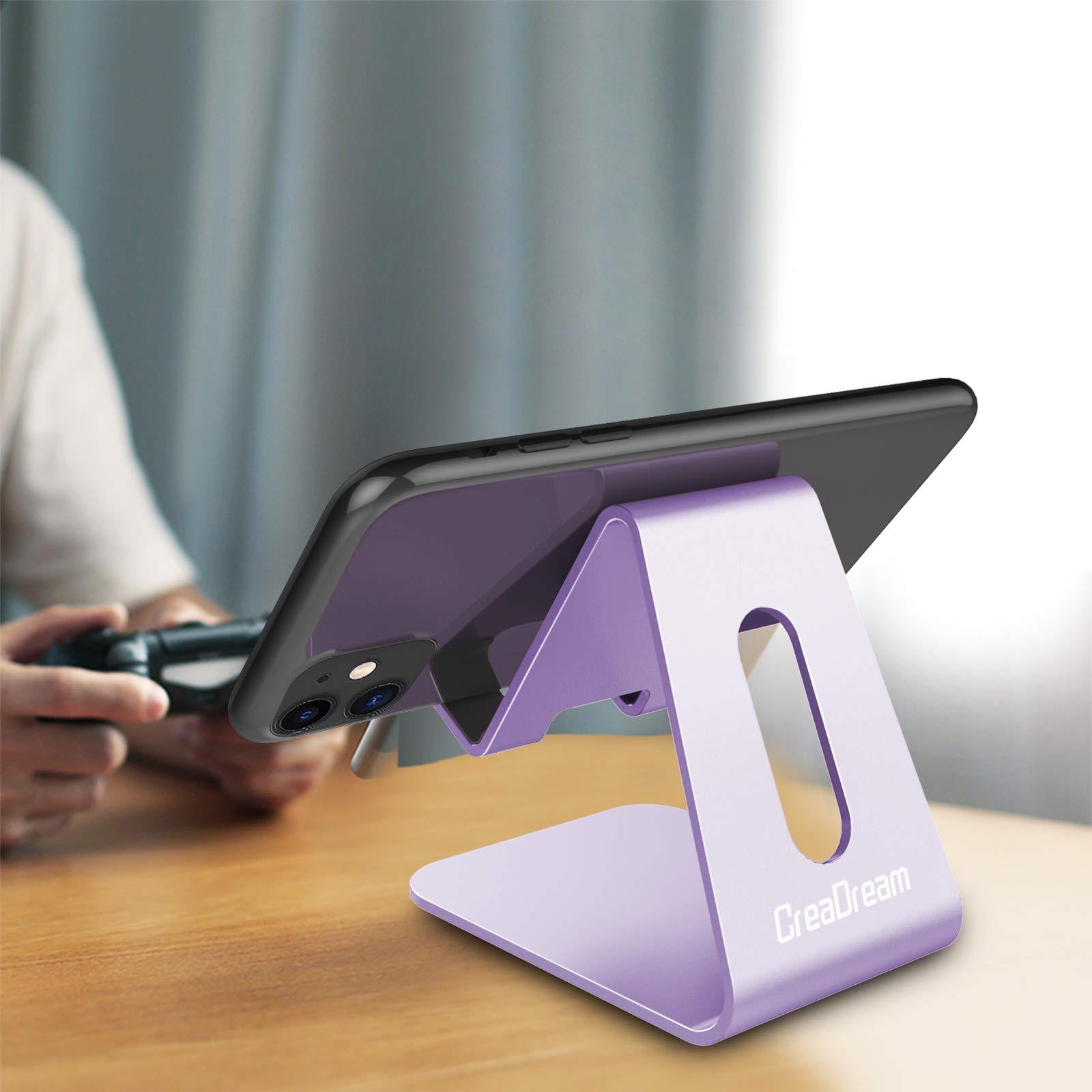 CreaDream Cell Phone Stand, Cradle, Holder,Aluminum Desktop Stand Compatible with Switch, All Smart Phone, iPhone 11 Pro Xs Max Xr X Se 8 7 6 6s Plus SE 5 5s-Purple - Image 2