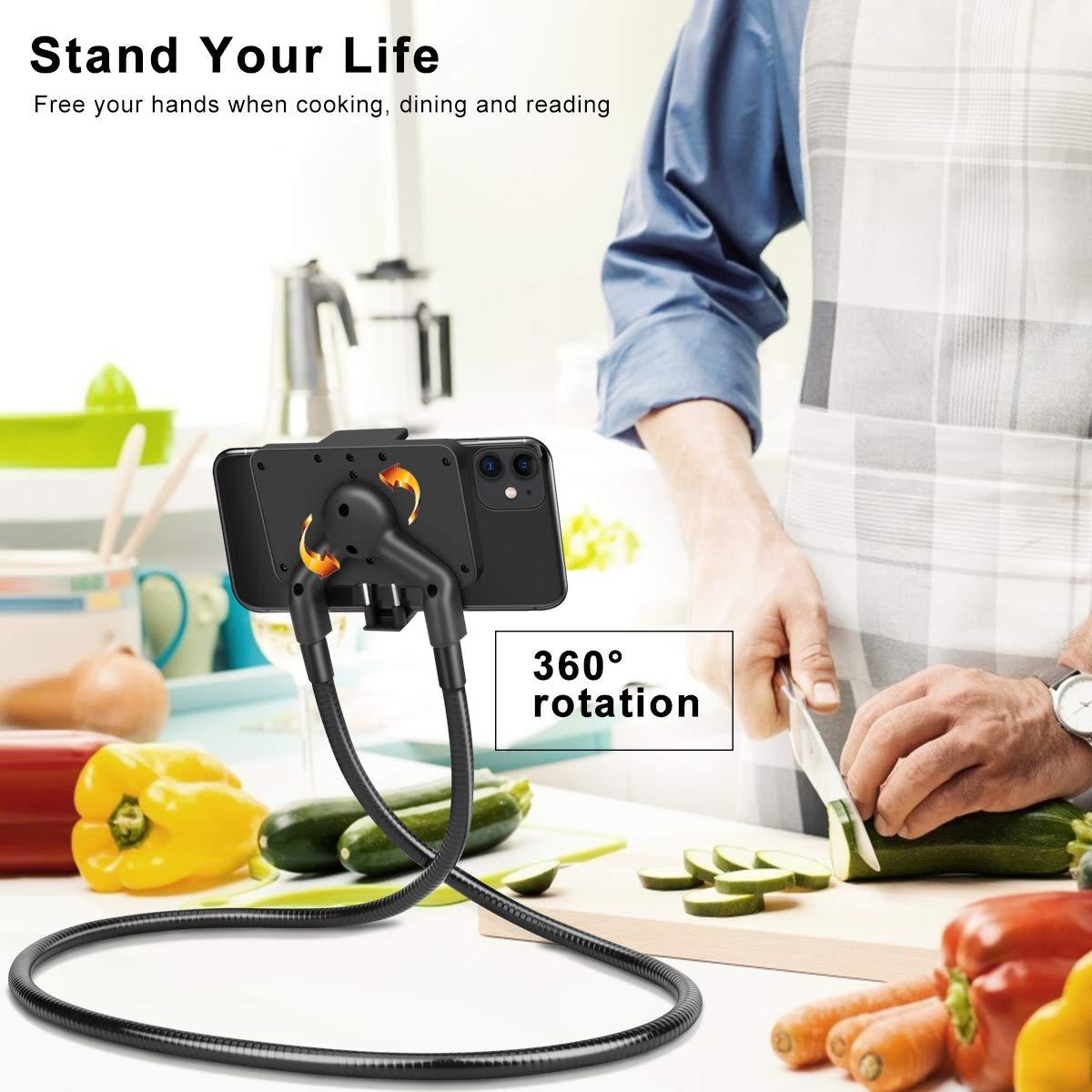 B-Land Cell Phone Holder, Universal Mobile Phone Stand, Lazy Bracket, DIY Flexible Mount Stand with Multiple Function (Black) - Image 2