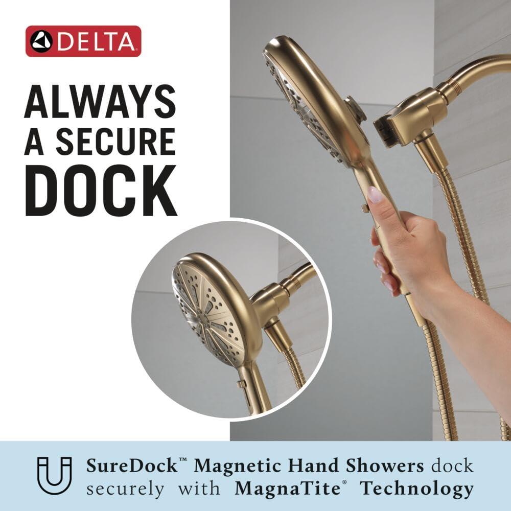 Delta Faucet Nicoli 14 Series Single-Handle Tub and Shower Trim Kit, Gold Shower Faucet with 6-Spray H2Okinetic Hand Held Shower Head with Hose, Champagne Bronze 144749-CZ-HS (Shower Valve Included) - Image 4