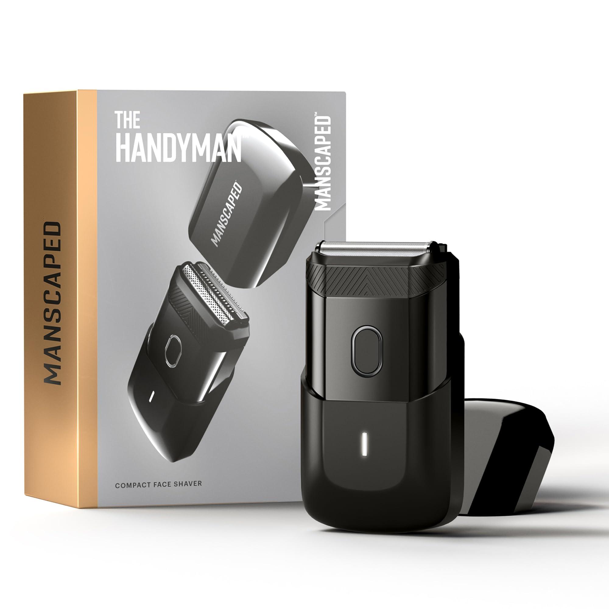 MANSCAPED® The Handyman™ Compact Face Shaver – Portable Men’s Travel Facial Hair Groomer, USB-C Rechargeable Razor, Electric Foil Face Shaver, Waterproof, Cordless, Dual-Action SkinSafe® Foil Blades