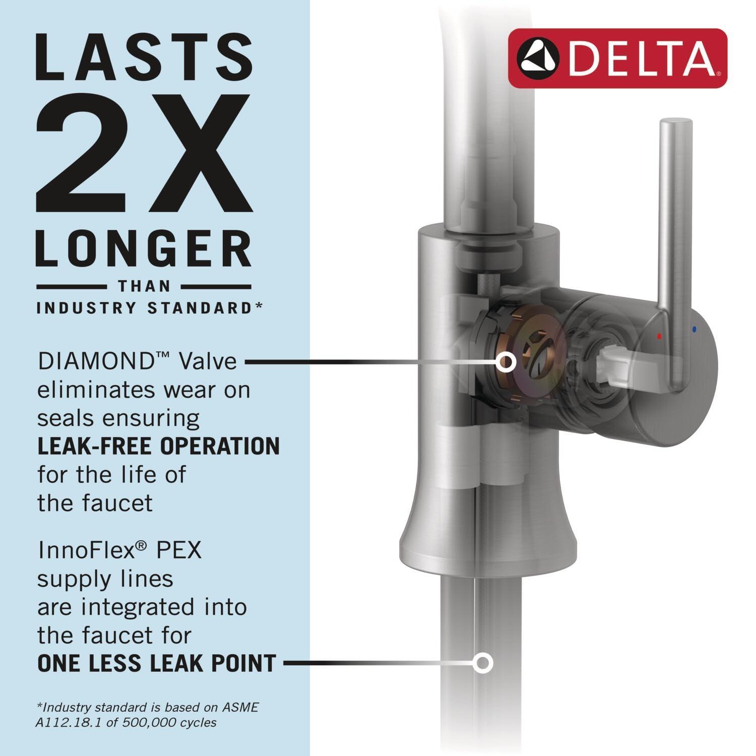 Delta Faucet Velum Curved Spout Single Hole Bathroom Faucet, Brushed Nickel Bathroom Sink Faucet, Single Handle Bathroom Faucet, Bath Faucet, Pop-Up Drain Assembly, Stainless 539-SSMPU-DST - Image 4