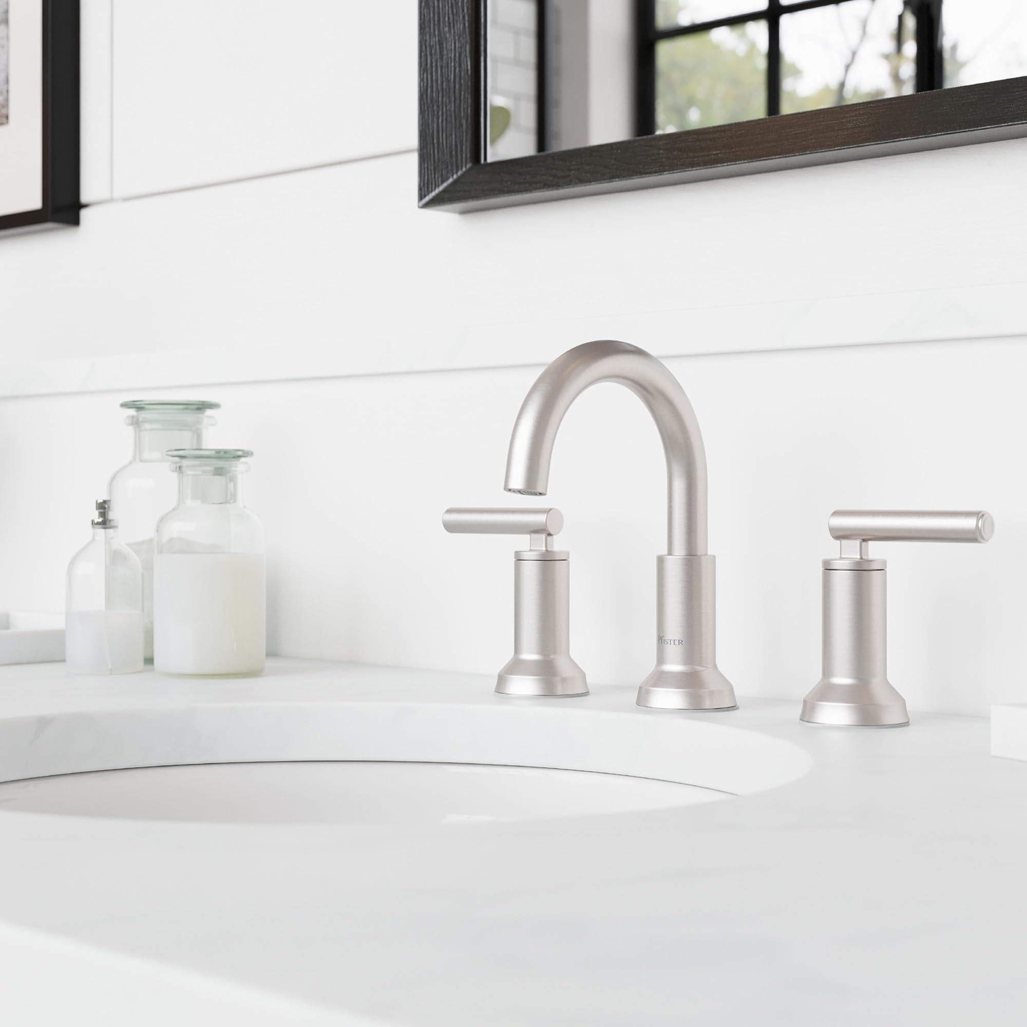 Pfister Capistrano Bathroom Sink Faucet, 8-Inch Widespread, 2-Handle, 3-Hole, Spot Defense Brushed Nickel Finish, LF049CSOGS - Image 2