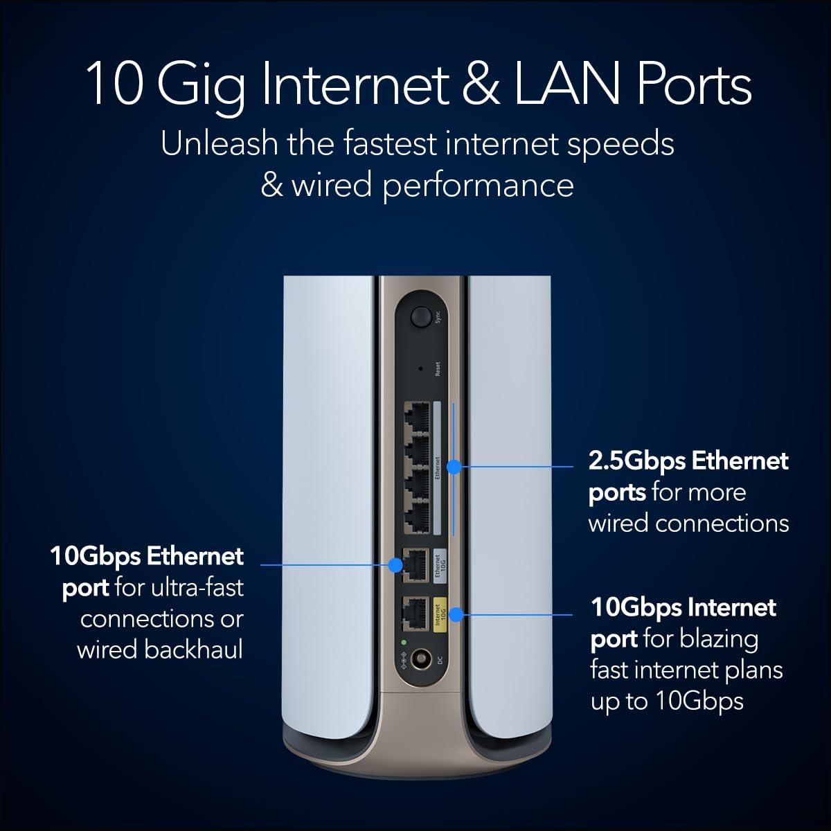 NETGEAR Orbi 970 Series Quad-Band WiFi 7 Mesh Network System (RBE973S), Router + 2 Satellite Extenders, Security Features, Up to 27Gbps, Covers Up to 10,000 sq. ft., 200 Devices, 10 Gig Internet Port - Image 5