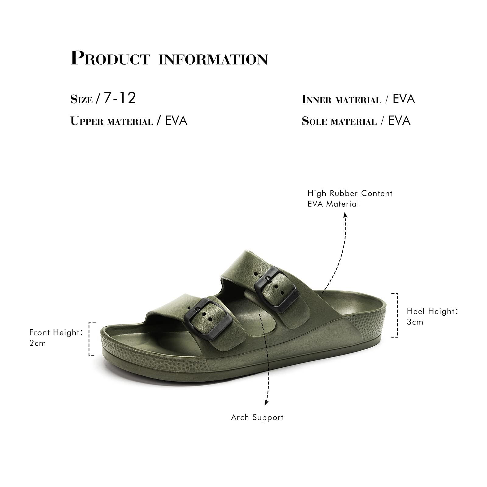 FUNKYMONKEY Men's Comfort Slides Double Buckle Adjustable EVA Flat Sandals - Image 6
