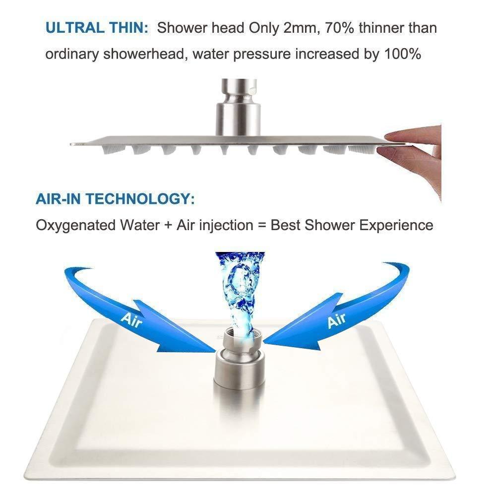 POP SANITARYWARE Shower Only Faucet Set Brushed Nickel, Bathroom Rain Mixer Shower Head Set Wall Mounted Rainfall Shower System Single Handle Shower Trim Kit with Rough-in Valve - Image 4