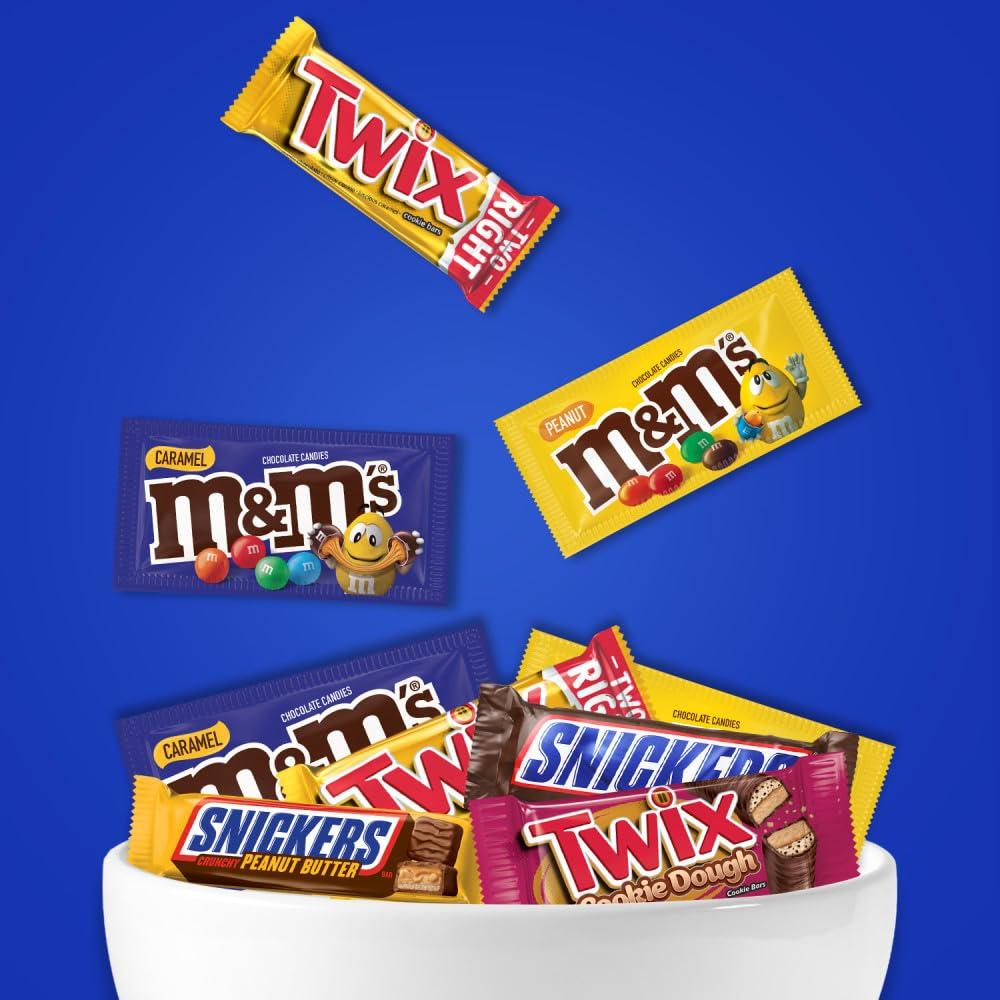 Mars M&M'S Peanut, M&M'S Caramel, SNICKERS Original, SNICKERS Peanut Butter Squared, TWIX Original and TWIX Cookie Dough Variety Pack Full Size Individually Wrapped Milk Chocolate Candy Bars, 18 Ct - Image 7