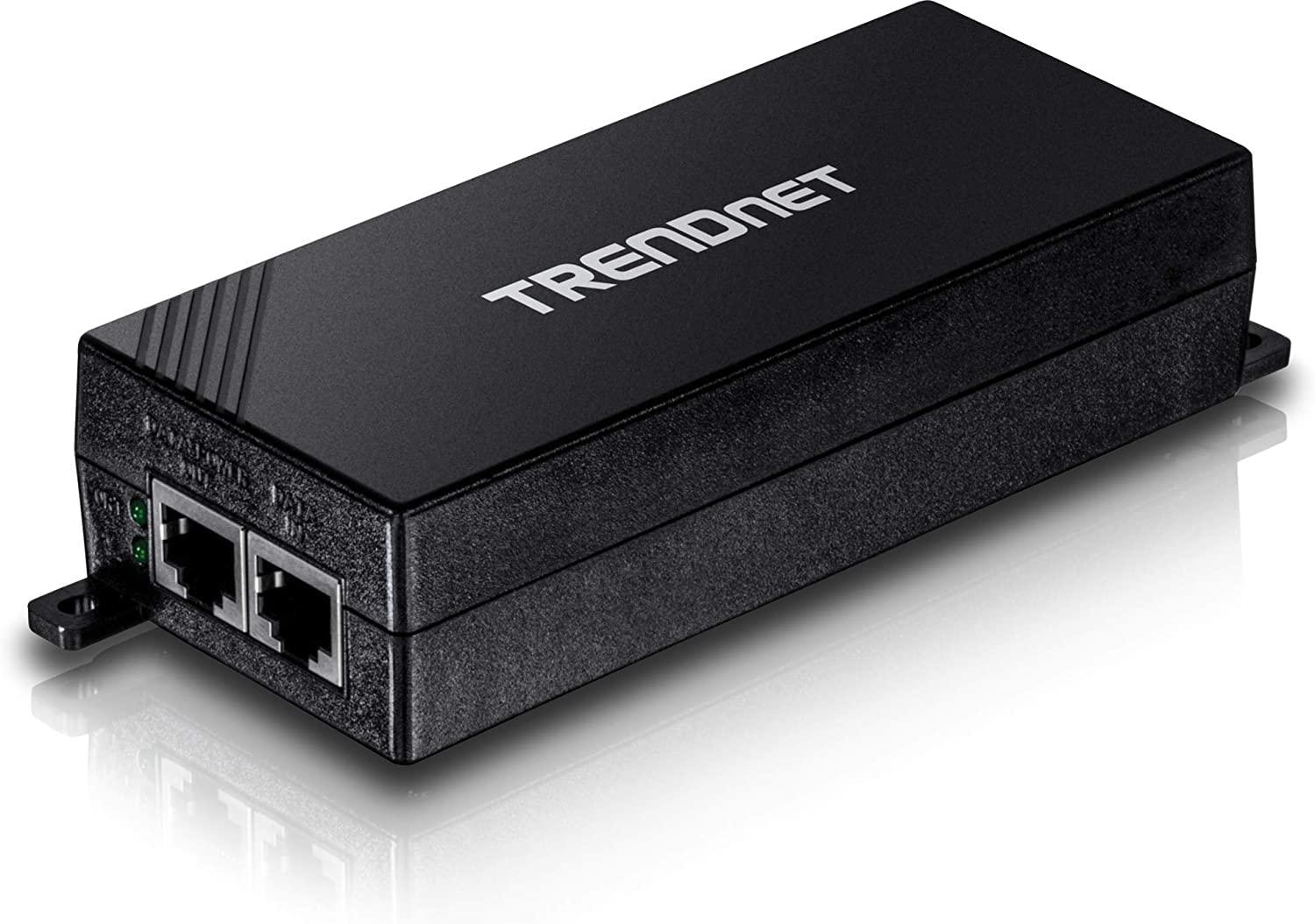 TRENDnet Gigabit Power Over Ethernet Plus Injector, PoE+ (30W) Power Network Distances Up to 100M (328 ft.), Black, TPE-115GI (Pack of 1)