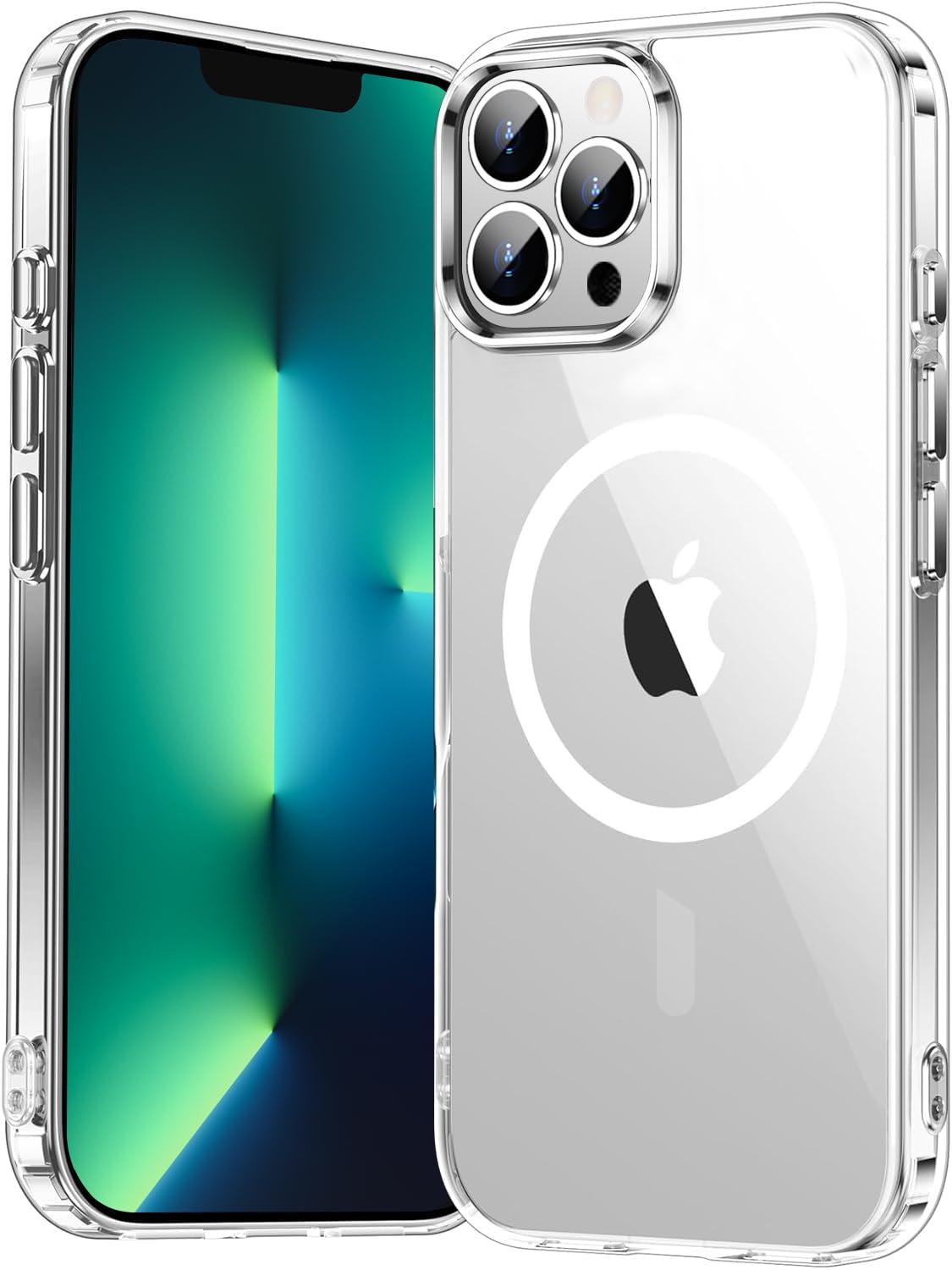 Temdan for iPhone 13 Pro Max Case Clear, [Compatible with Magsafe][Anti-Yellowing][Military-Grade Protection] Shockproof Slim Magnetic Phone Case for iPhone 13 Pro Max, Transparent