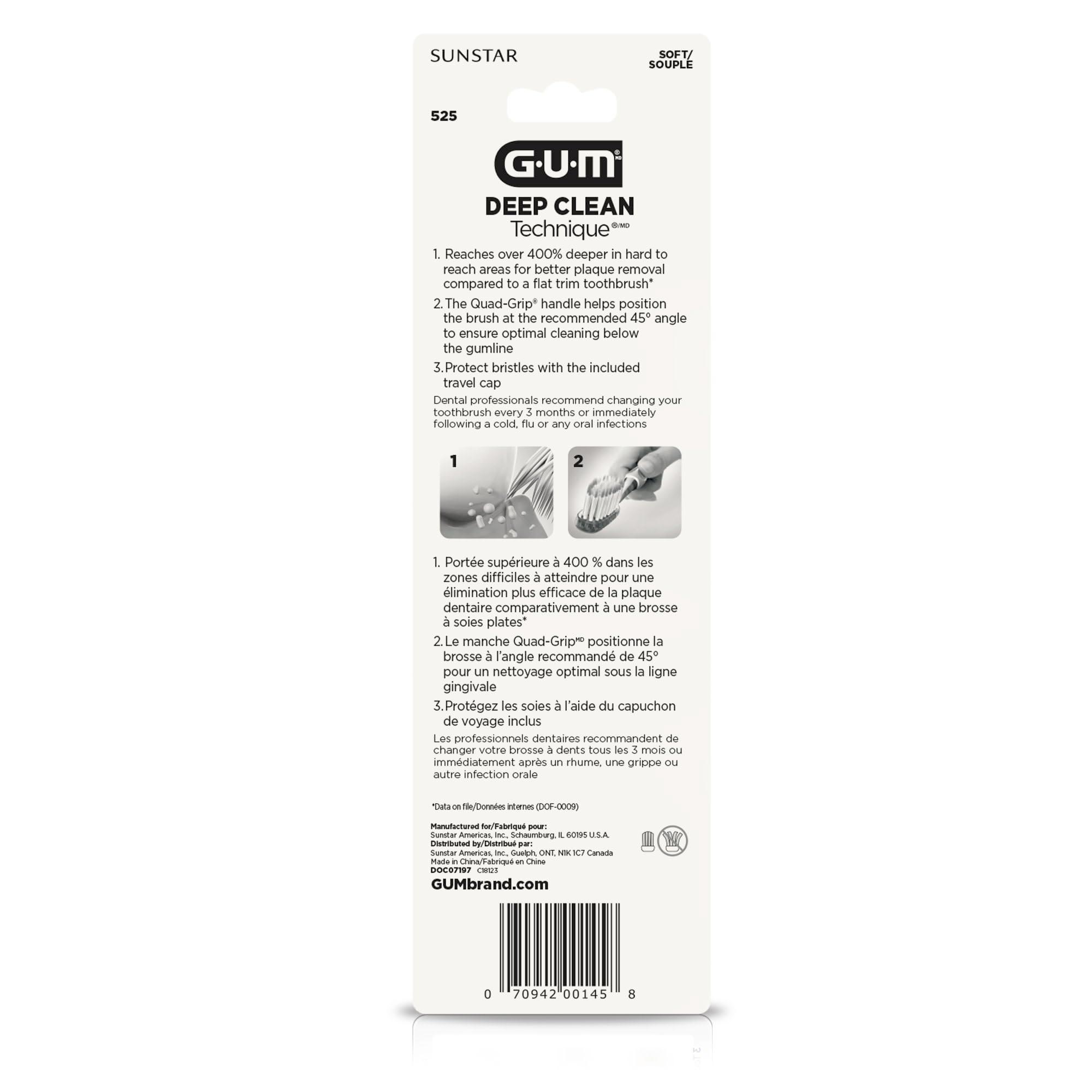 GUM Technique Deep Clean Toothbrush - Compact Soft - Soft Toothbrushes for Adults with Sensitive Gums - Extra Fine Bristles, 1ct (12pk) - Image 11
