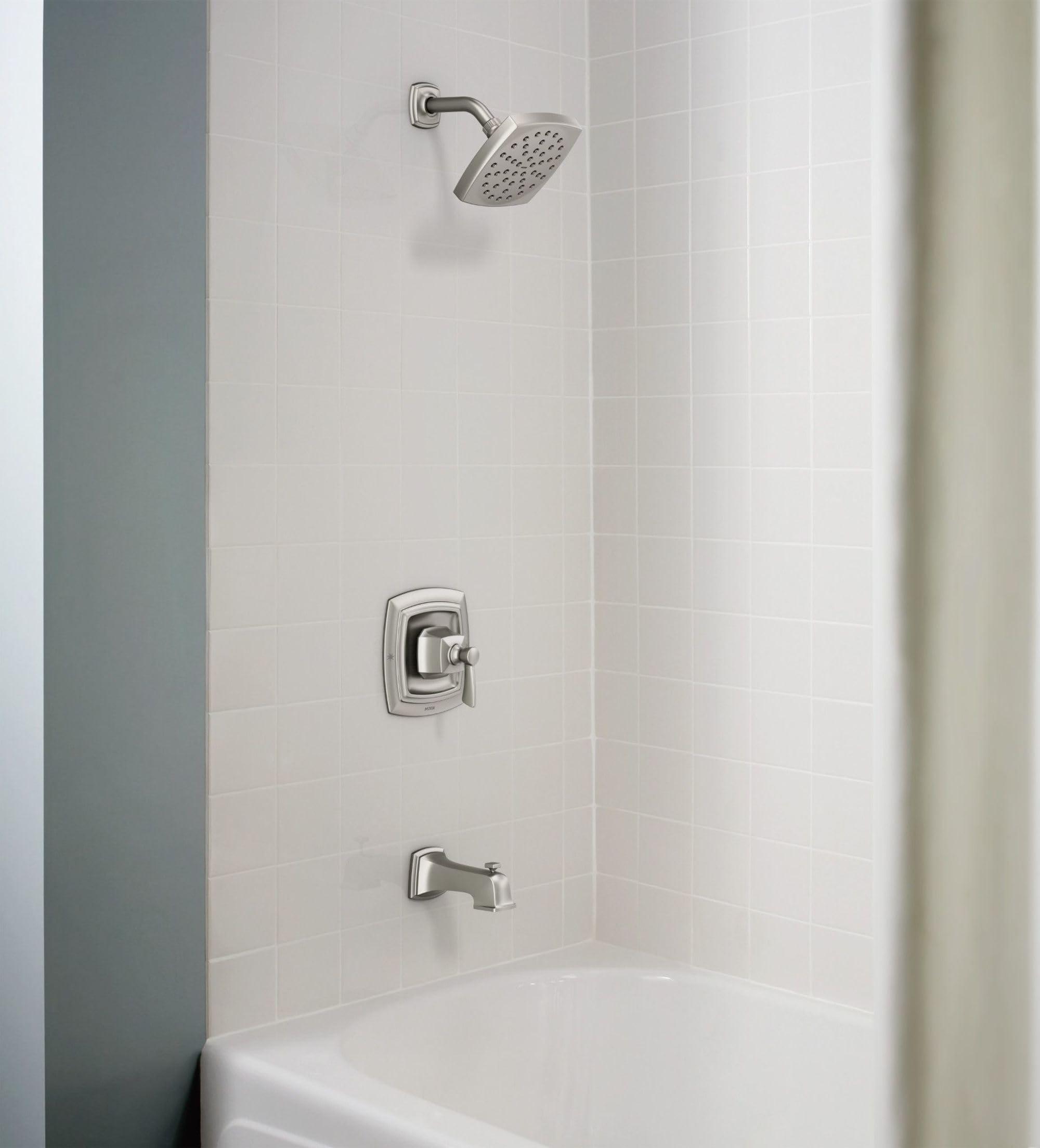 Moen Conway Spot Resist Brushed Nickel Bathroom Shower Trim Kit with Square Showerhead, Handle, Tub Spout, and Posi-Temp Valve Included, 82922SRN - Image 5
