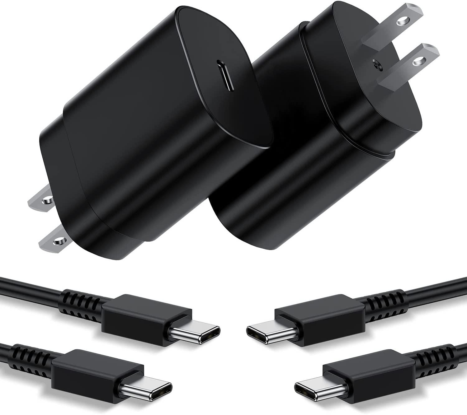 Type C Charger, 2Pack 25W PD USBC Wall Charger Super Fast Charging Block & 6ft Android Phone Cable Cord for Samsung Galaxy S25 Ultra/S25+/S25 S24 S23 S22 S21 S20 (Plus Ultra)/Note 20 10 9 8/ S10 S9 S8