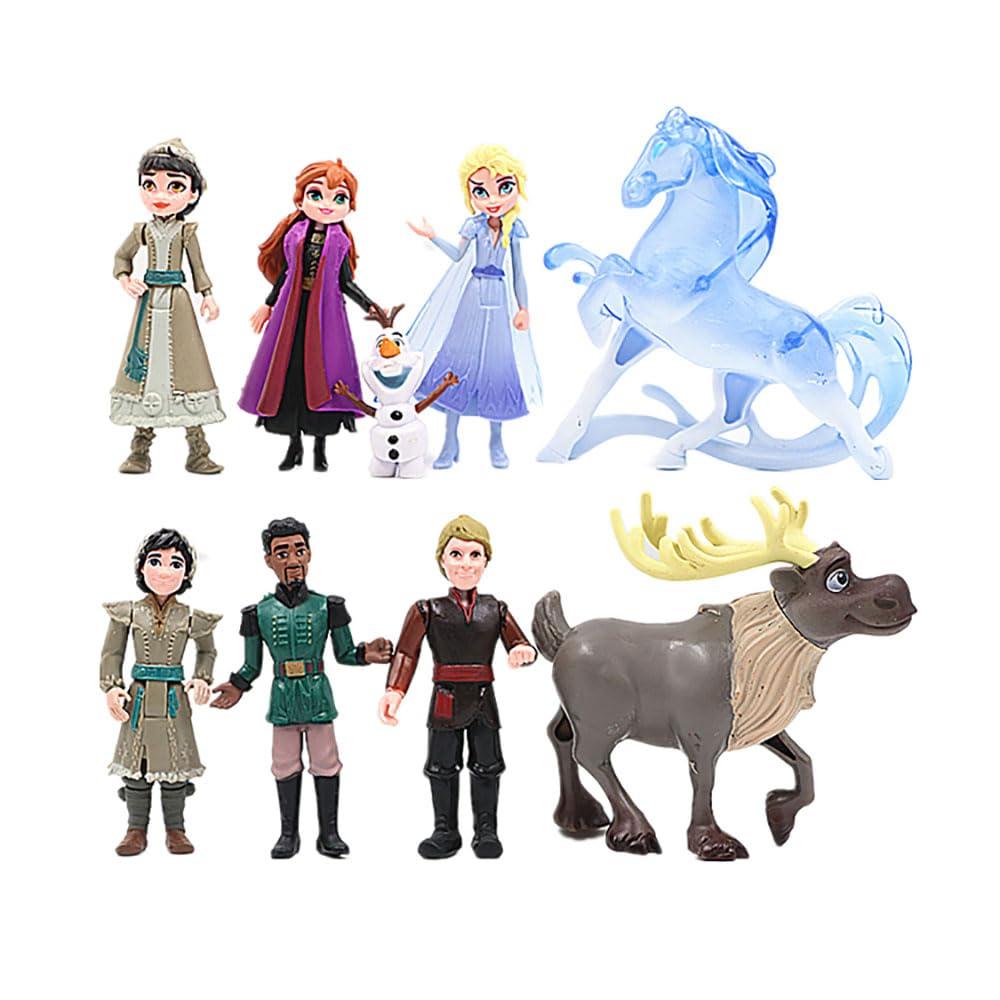 9Pcs Frozen Cake Toppers Birthday Party Supplies Decorations Action Figures Toys Frozen Figurines Toys Cake Toppers Lovely Mini Toys Birthday Party Favor for Kids Fans Collection Room Decor