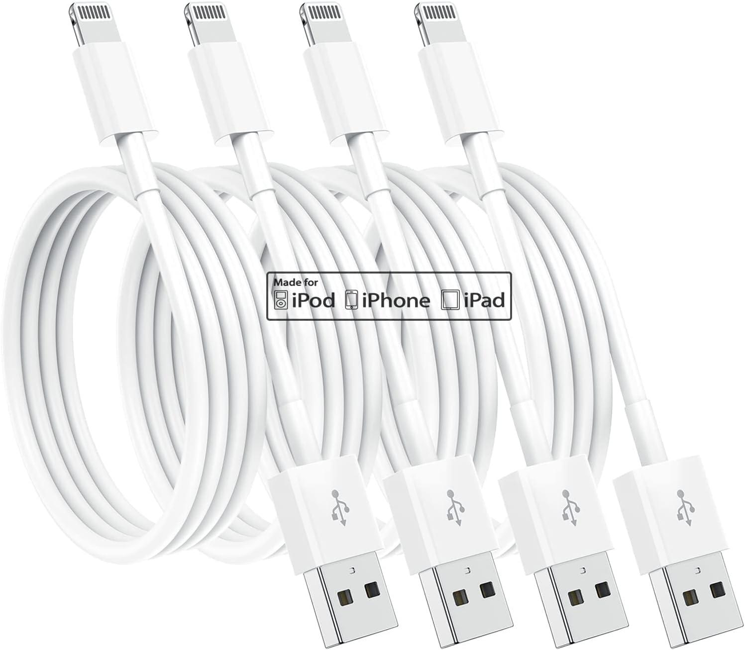 Susnwere 4 Pack [Apple MFi Certified] Apple Charging Cables 6ft, iPhone Chargers, Lightning Fast iPhone Charging Cord for iPhone 12/11/11Pro/11Max/ X/XS/XR/XS Max/8/7, ipad(White)