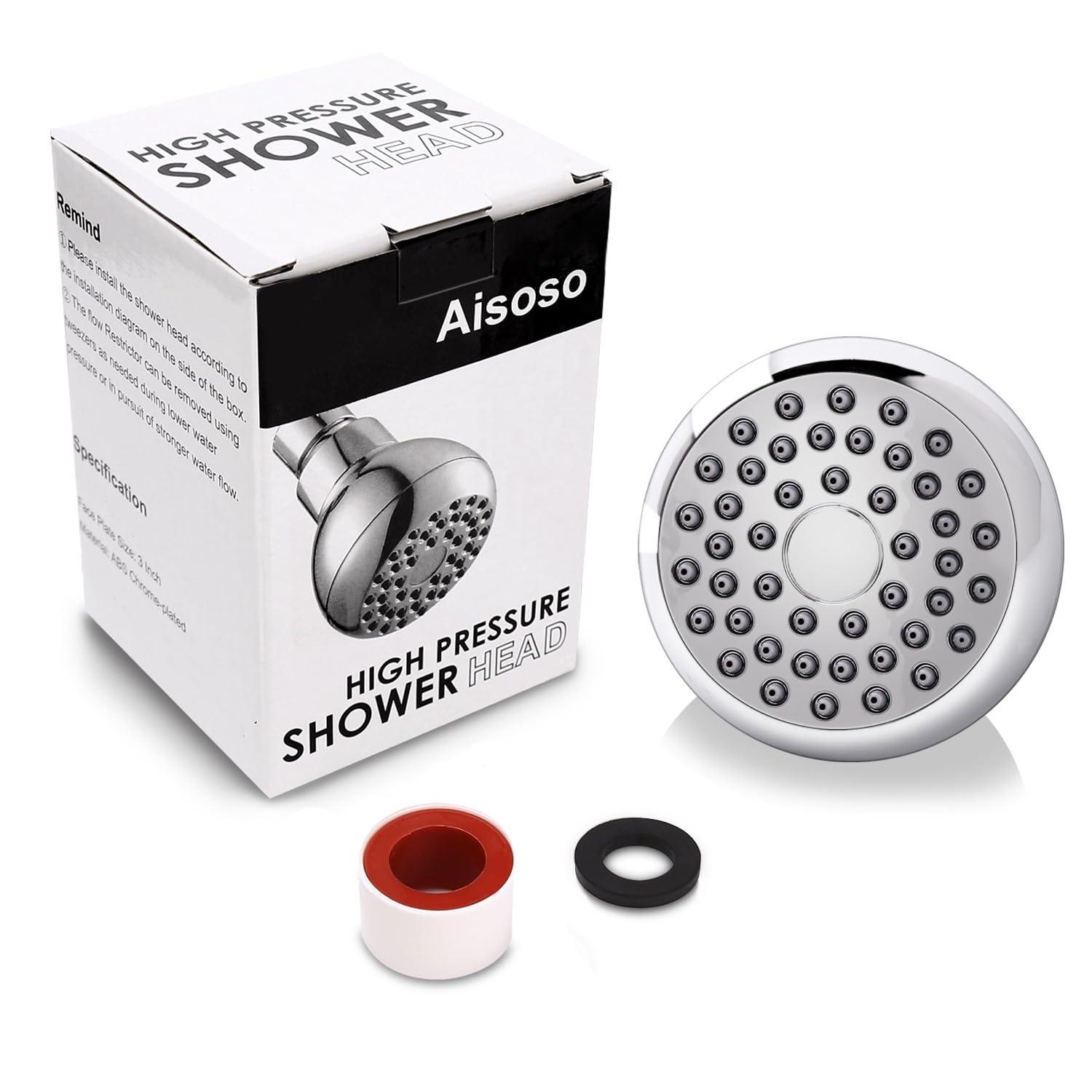 Aisoso High Pressure Shower Head 3 Inches Anti-clog Anti-leak Fixed Showerhead Chrome with Adjustable Swivel Brass Ball Joint for Relaxing and Comfortable Shower Experience - Image 7