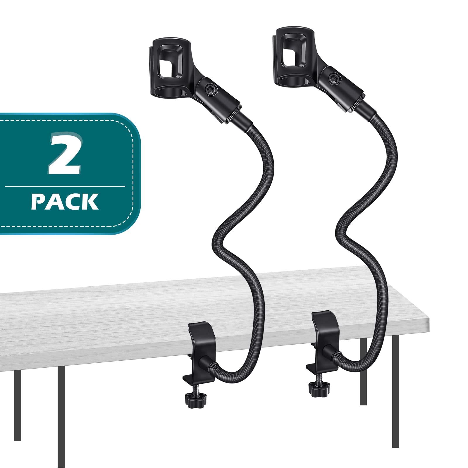 2 Pcs Gooseneck Mic Stand Mic Holder Microphone Stand Mount Adjustable Arm Adapter Podium Microphone Flexible Gooseneck Desktop 3/8 to 5/8 Inch with Clip Desk Clamp Music Recording Equipment - Image 5