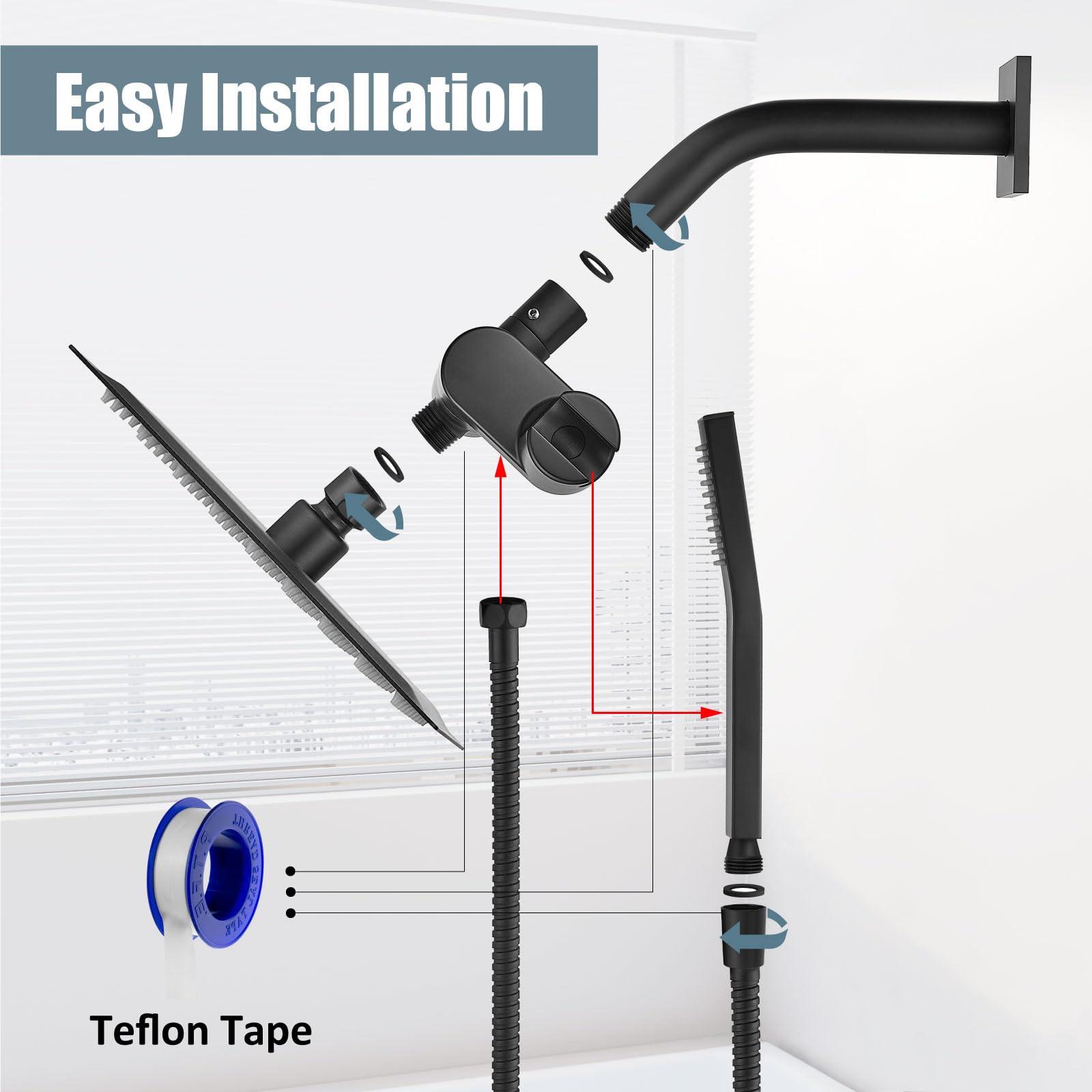 Aolemi Shower Tub Faucet Set with Handheld Spray Shower System Single Shower Rainfall Head and Handle with Tub Spout Combo Rough-in Valve Included Shower Trim Kit 6 Inch Shower Head, Matte Black - Image 2