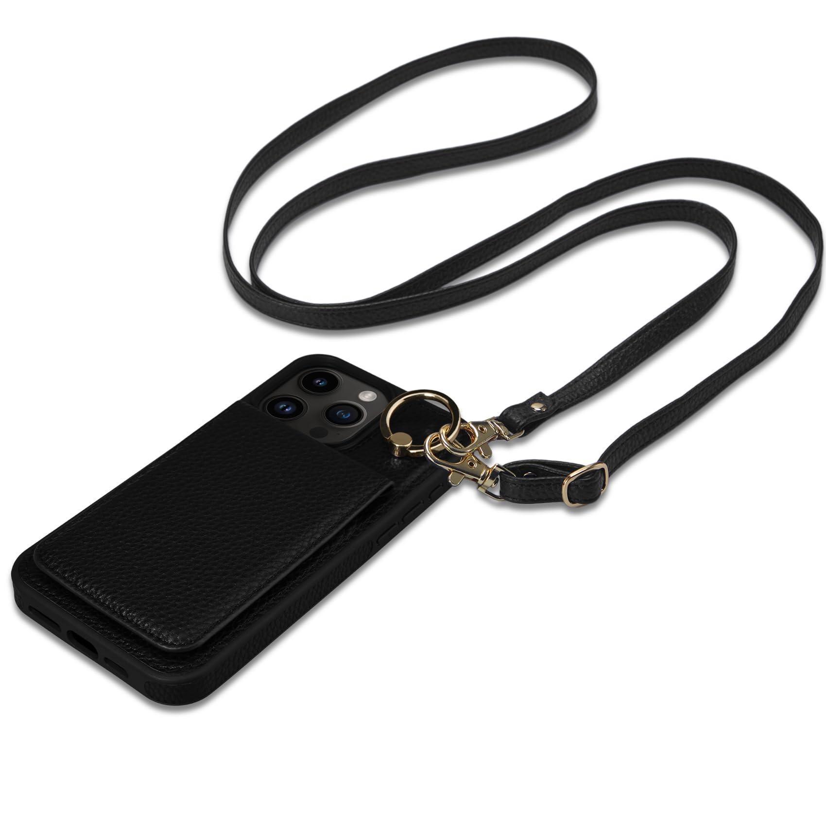 Keallce Case for iPhone 16 Pro Max 6.9'', Detachable Crossbody Case Wallet with RFID Blocking Card Holder, 360ｰRing Stand, Folio Leather iPhone Cover Lanyard Strap Lady for iPhone 16 Pro Max, Black