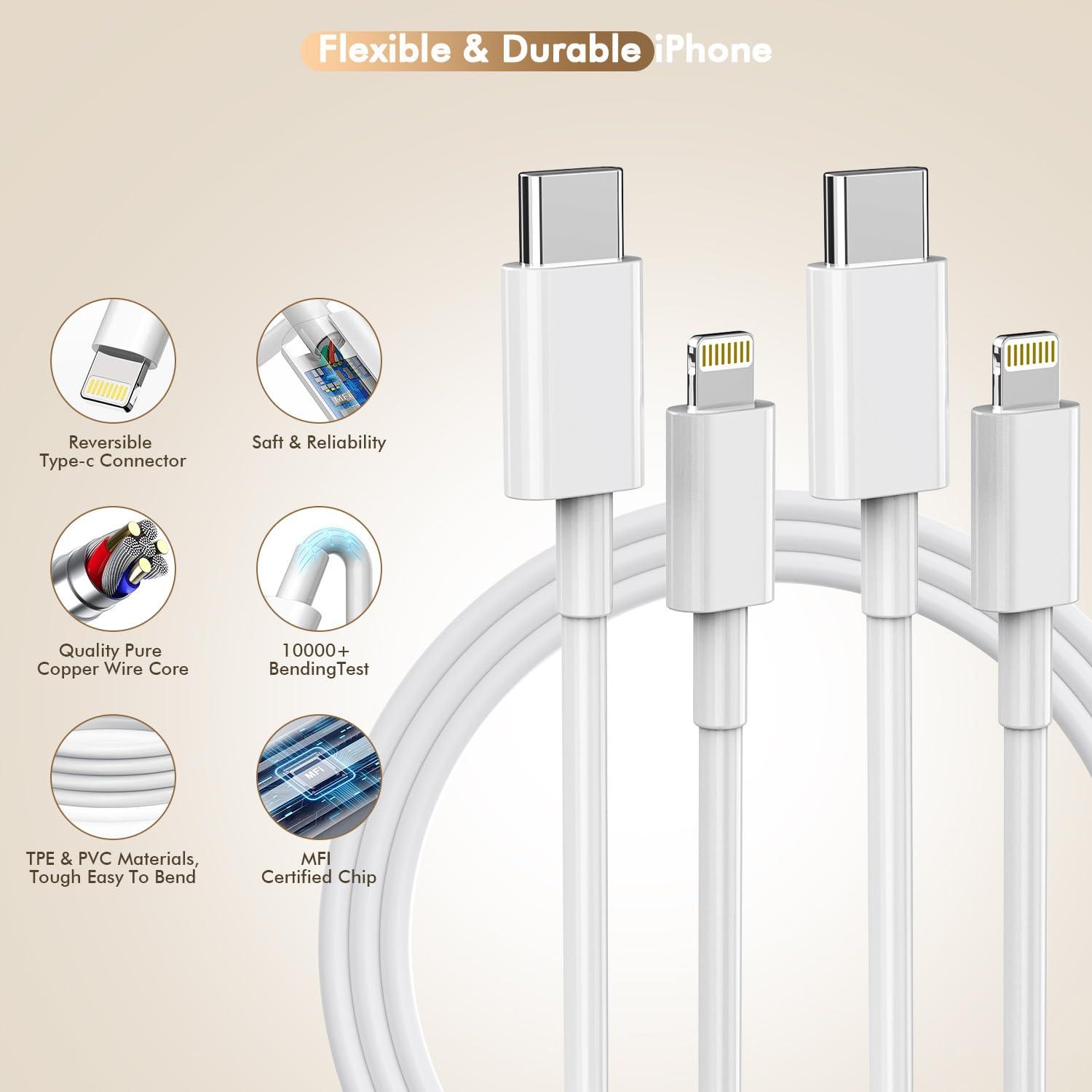 [Apple MFi Certified]10FT Fast iPhone Charger,Extra Long Apple Charger Fast Charging 2Pack 20W USB C Charger Block Plug + 10Foot Lightning Cable Cord for iPhone 14/Pro/Pro Max/Plus/13/12/11/XS/XR/X/SE - Image 6