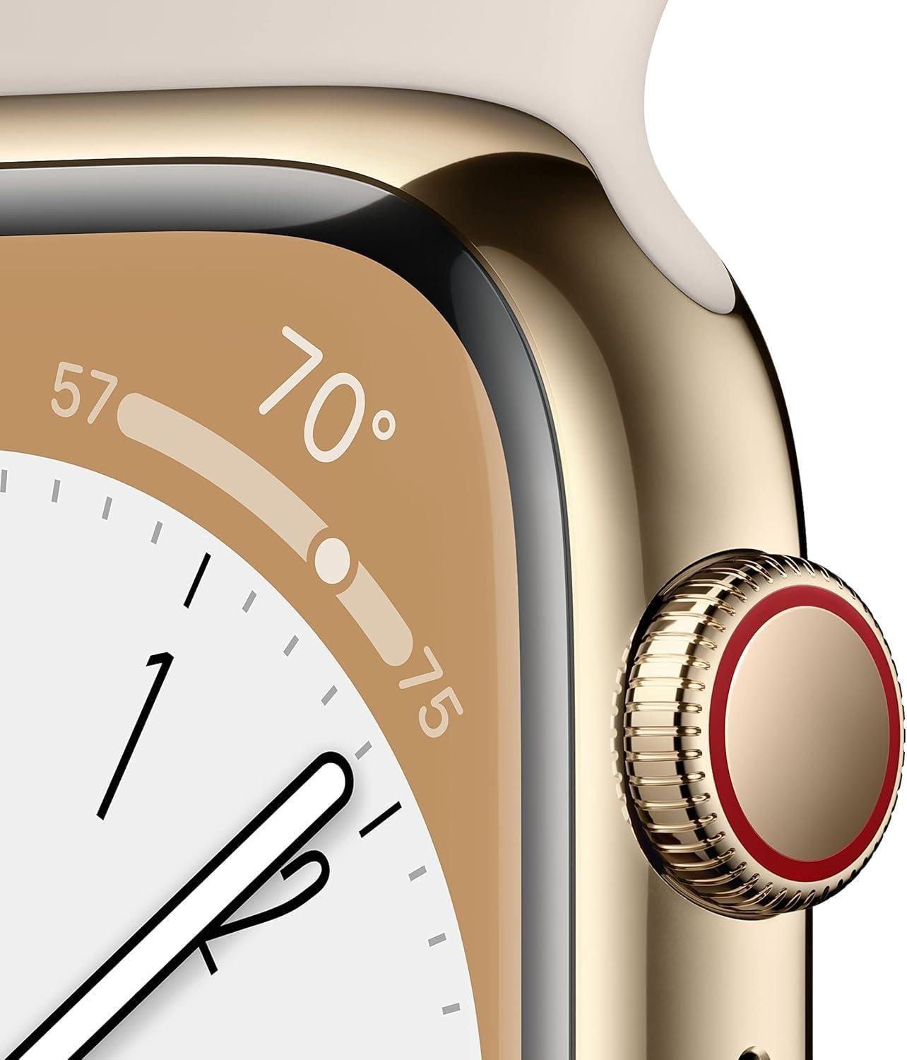 Apple Watch Series 8 [GPS, 41mm] - Starlight Aluminum Case with Starlight Sport Ban, M/L (Renewed) - Image 5