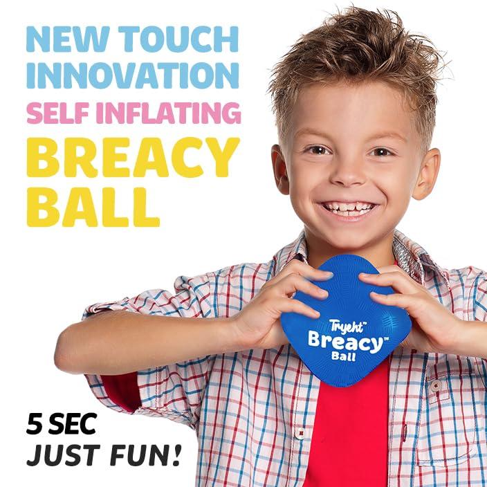 Tryeht Self Inflating Ball 5", Rubber New Feel Breacy Ball, Hi Bouncy, Never Need Pump, Neon Blue, Playground Balls, Handball, Dodgeballs, Picnic and School Play in and Outdoor - Image 3