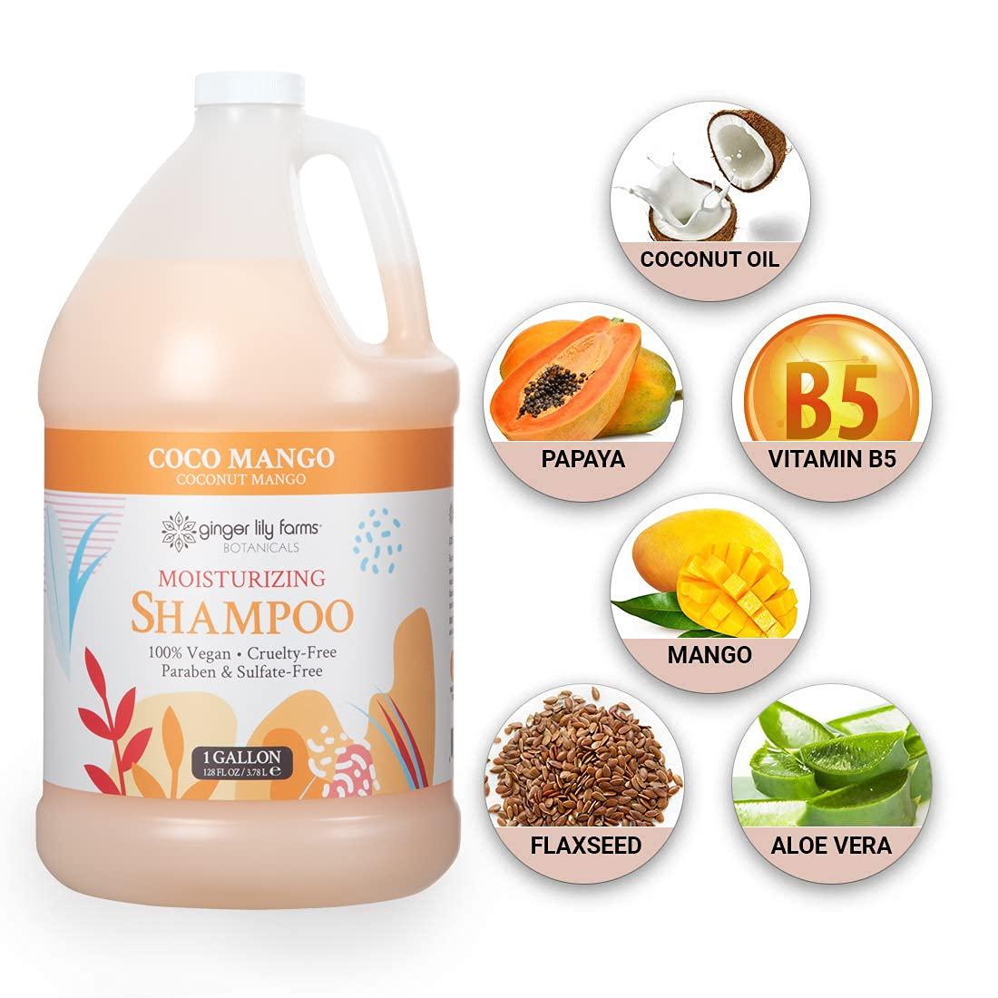 Ginger Lily Farms Botanicals Moisturizing Shampoo for All Hair Types, Coco Mango, 100% Vegan & Cruelty-Free, Coconut Mango Scent, 1 Gallon (128 fl oz) Refill - Image 5