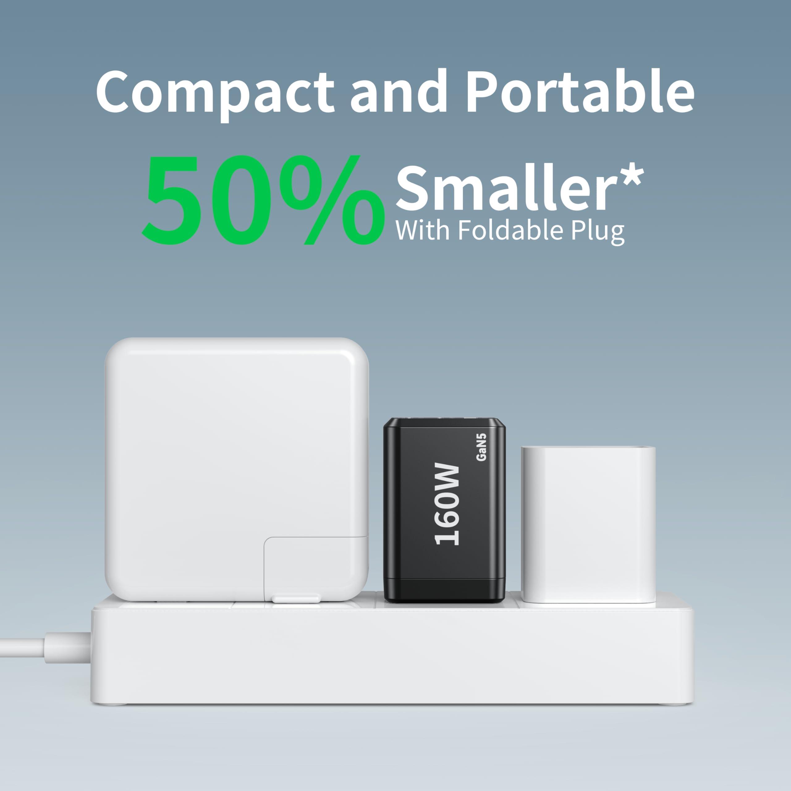 2 Pack USB C Fast Charger 160W Compact Foldable 3 Port Charging Station Hub Brick Block PD PPS 65W Laptop Charger for iPhone 16 16Pro Max MacBook Pro/Air/iPad Pro/Galaxy S24/Note 22/Dell XPS - Image 3