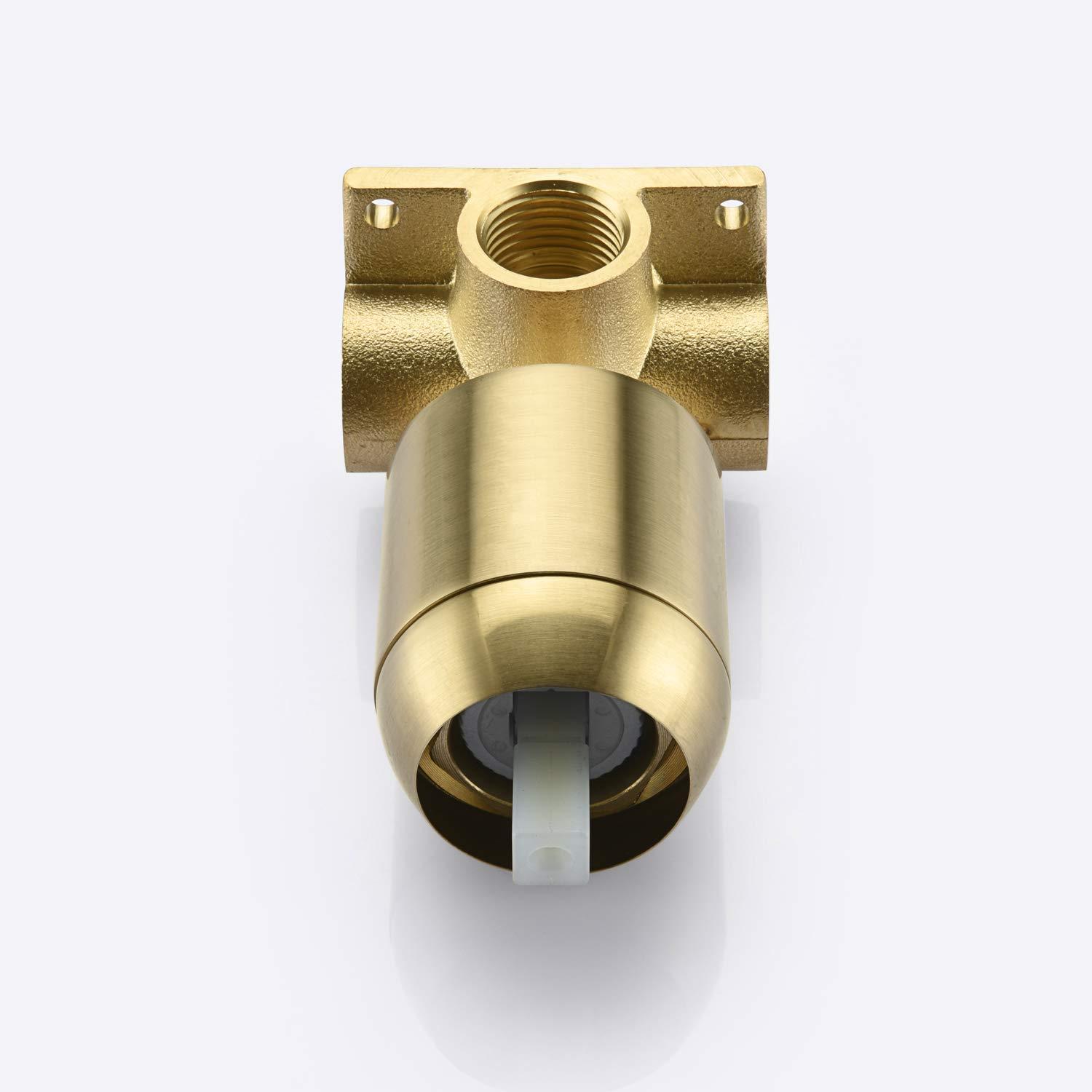 sumerain Brushed Gold Shower Faucet Set with 8 Inches Stainless Steel Rain Shower Head, Solid Brass Rough In Valve - Image 5