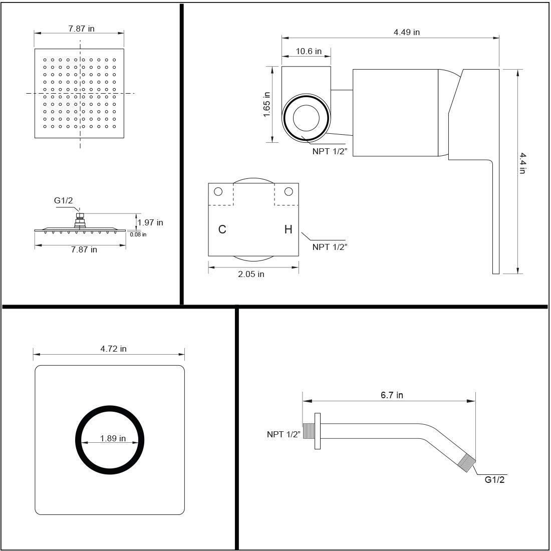 POP SANITARYWARE Shower Only Faucet Set Brushed Nickel, Bathroom Rain Mixer Shower Head Set Wall Mounted Rainfall Shower System Single Handle Shower Trim Kit with Rough-in Valve - Image 3
