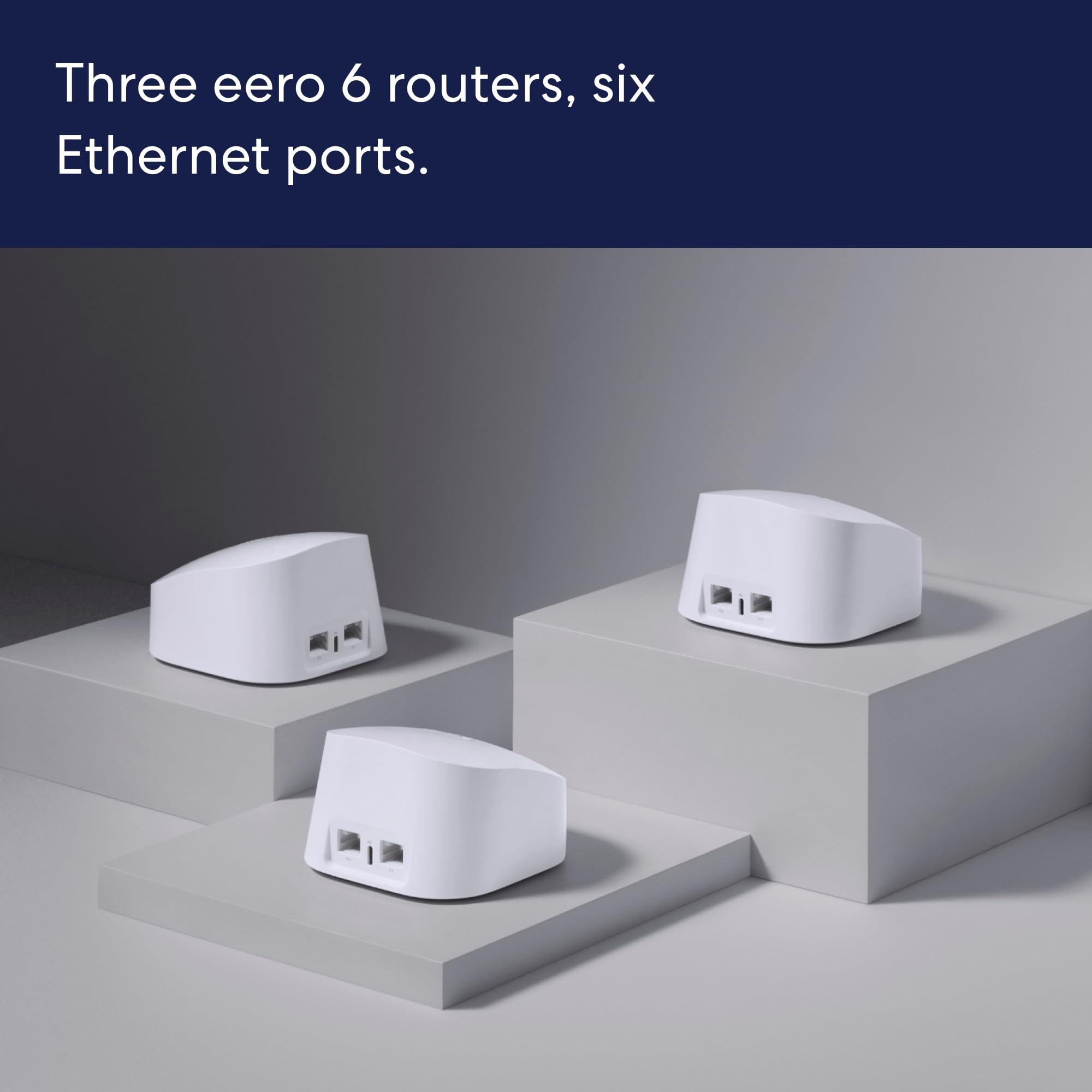 Amazon eero 6 mesh Wi-Fi system | Supports speeds up to 500 mbps | Connect to Alexa | Coverage up to 4,500 sq. ft. | 3-pack, three routers - Image 6
