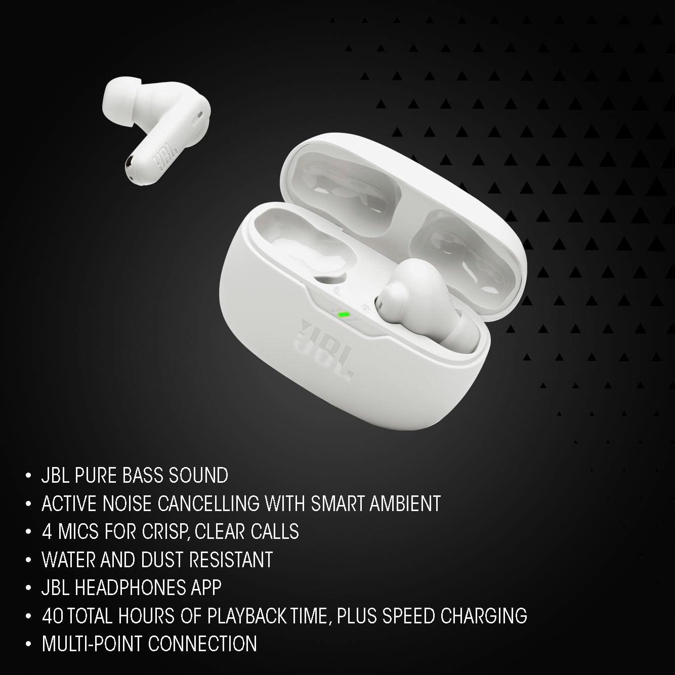 JBL Vibe Beam 2 - True Wireless Noise Cancelling Earbuds Pure Bass Sound & Smart Ambient Technology, 4mics for Crisp, Clear Calls, up to 40Hrs of Playback, IP54 Dust & Water Resistant (Black) - Image 3