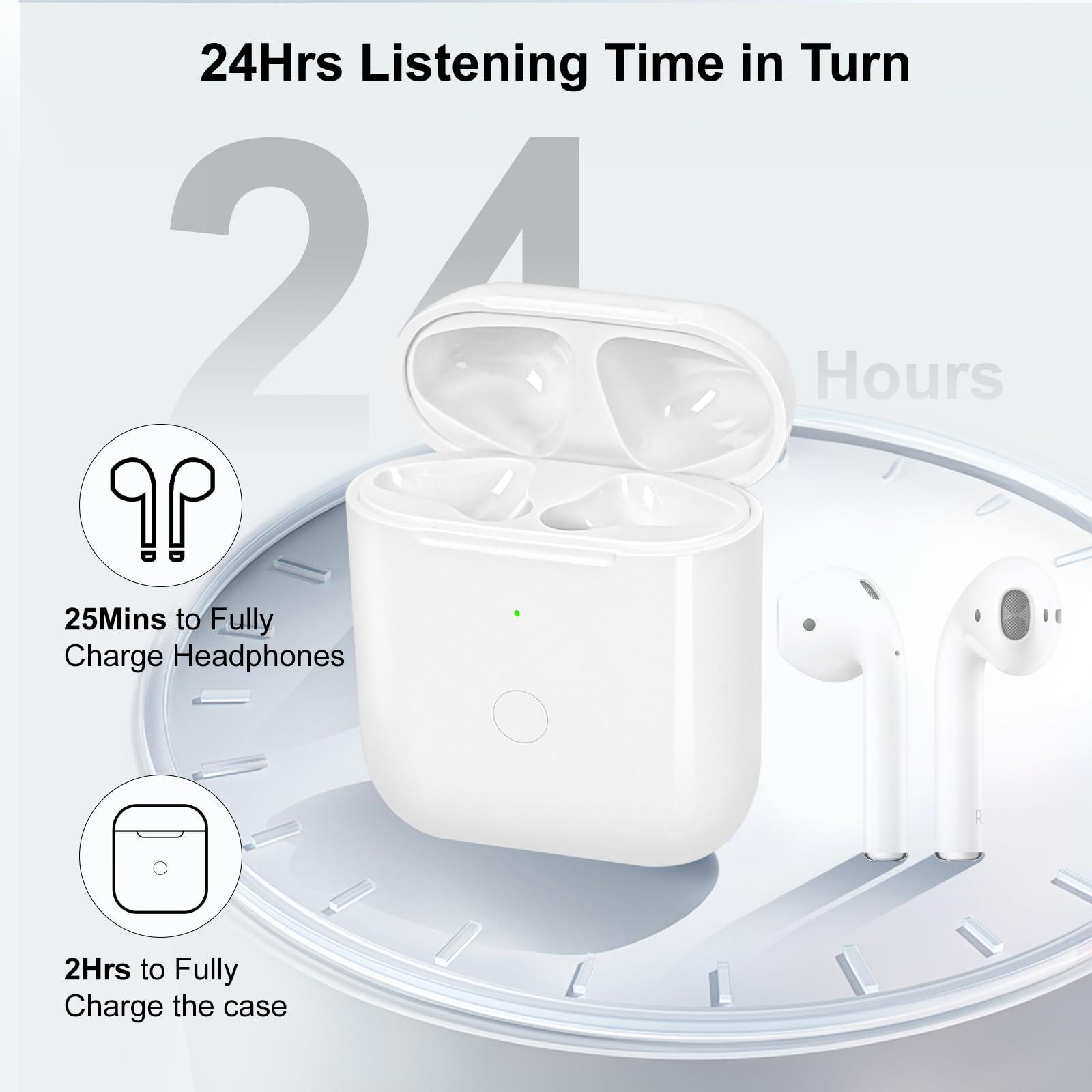 Wireless Charging Case Compatible with AirPod 2 1, Air Pod Charger Case Replacement with Bluetooth Pairing Sync Button, No Earbuds,White - Image 3