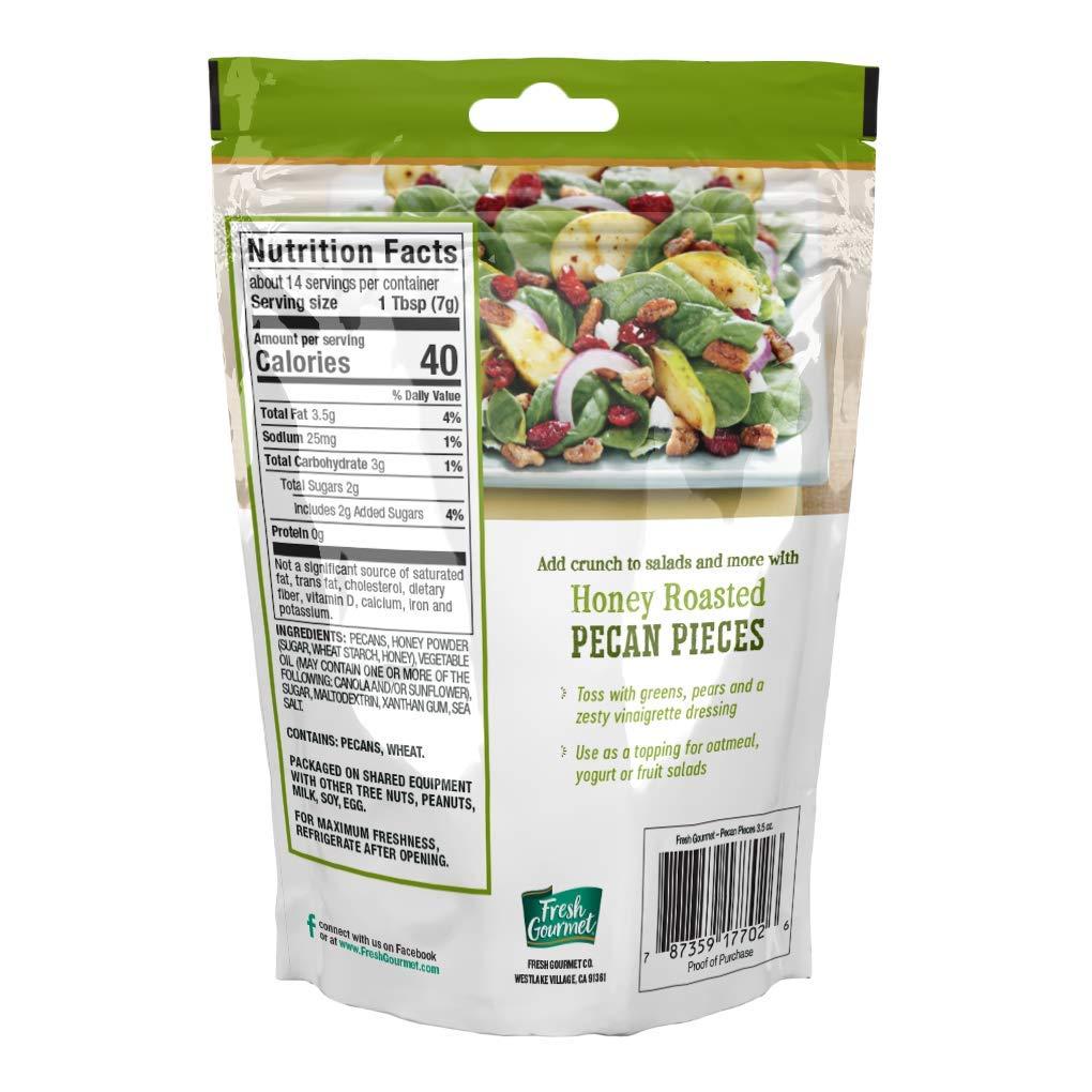 Fresh Gourmet Pecan Pieces | Honey Roasted Flavor | 3.5 Ounce | Crunchy Snack and Salad Topper - Image 2