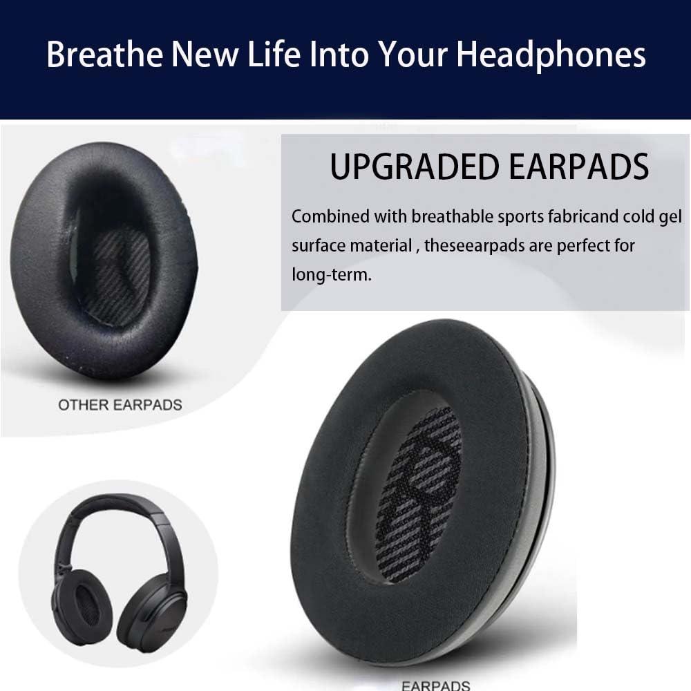 Cooling-Gel Bose QC35 Replacement Ear Pads,Earpads for Bose QuietComfort 35 (QC35) & Quiet Comfort 35 II (QC35 ii) Headphones, Noise Isolation Foam, Added Thickness Ear Pads Cushions (Black) - Image 4