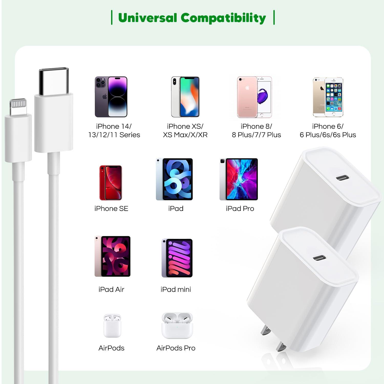Fast Charger iPhone,【Apple MFi Certified】iPhone Charger Fast Charging Super Quick Type C Wall Charger Block Adapter 6FT USB C Lightning Cables Cord for iPhone 14/14 Plus/13 Pro Max/12/11/X/XR/SE,iPad - Image 6